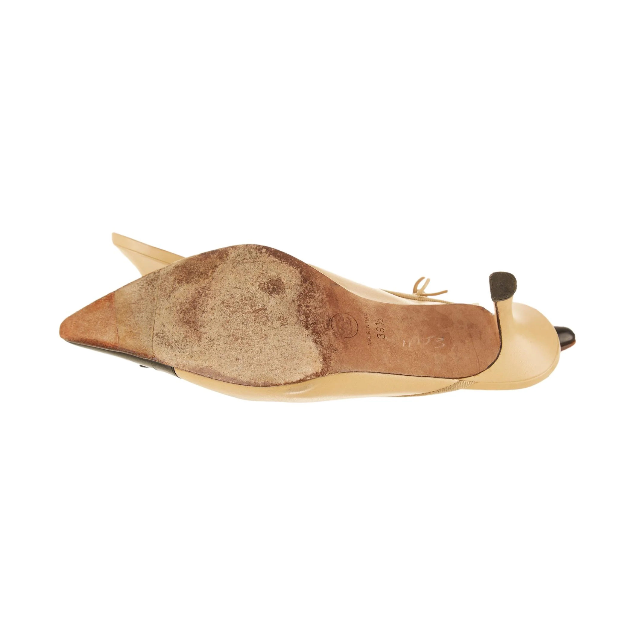 Chanel Tan Logo Kitten Heels - Image 3