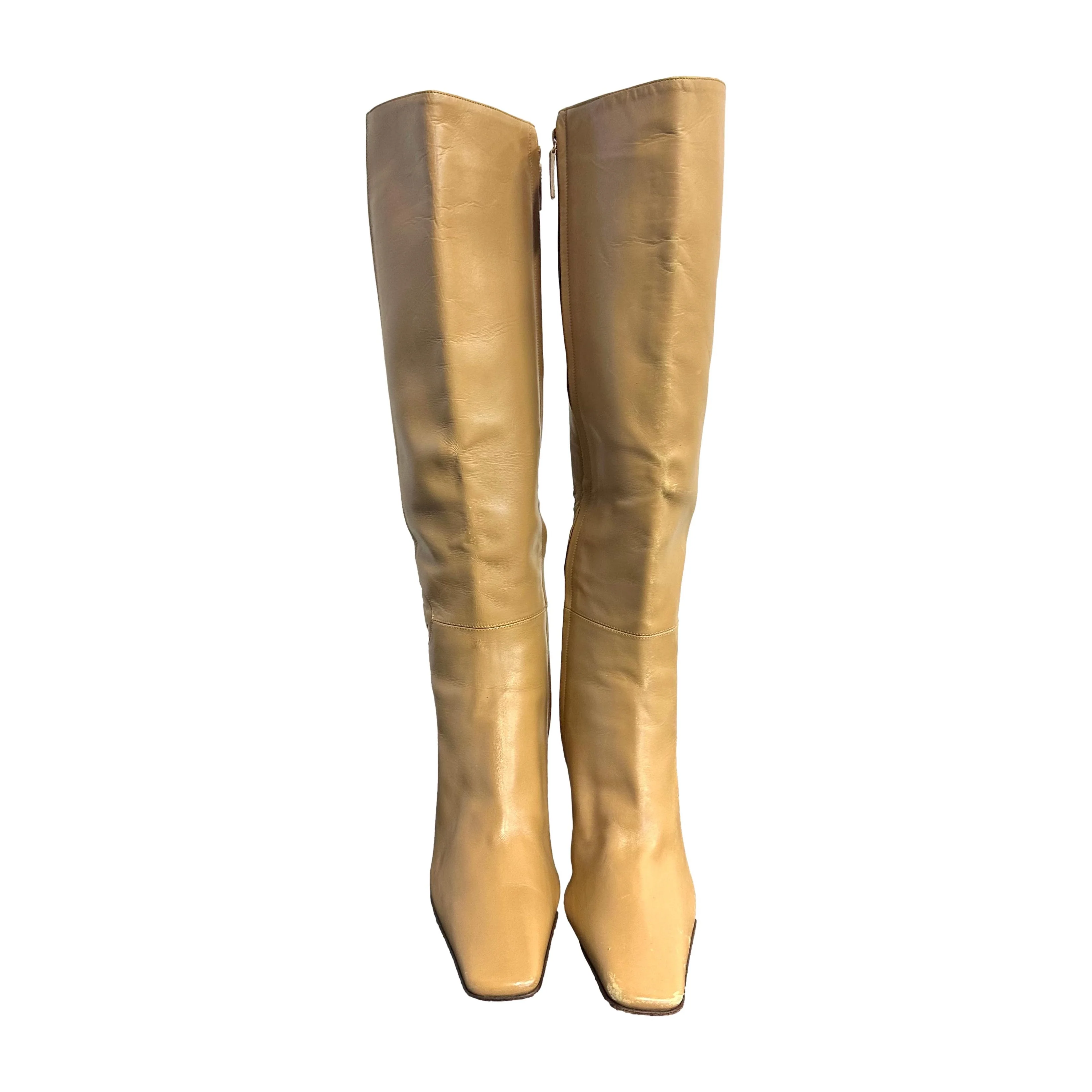 Chanel Tan Logo Knee High Boots - Image 2