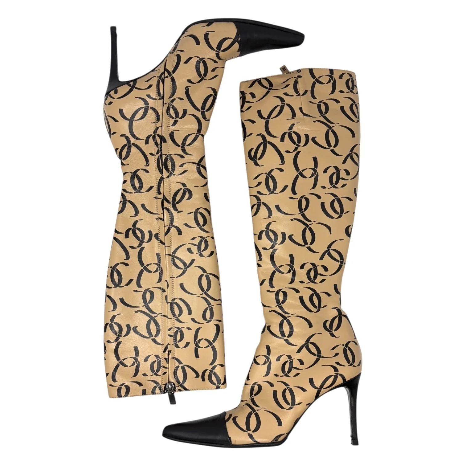 Chanel Tan Logo Knee-High Logo - Image 2