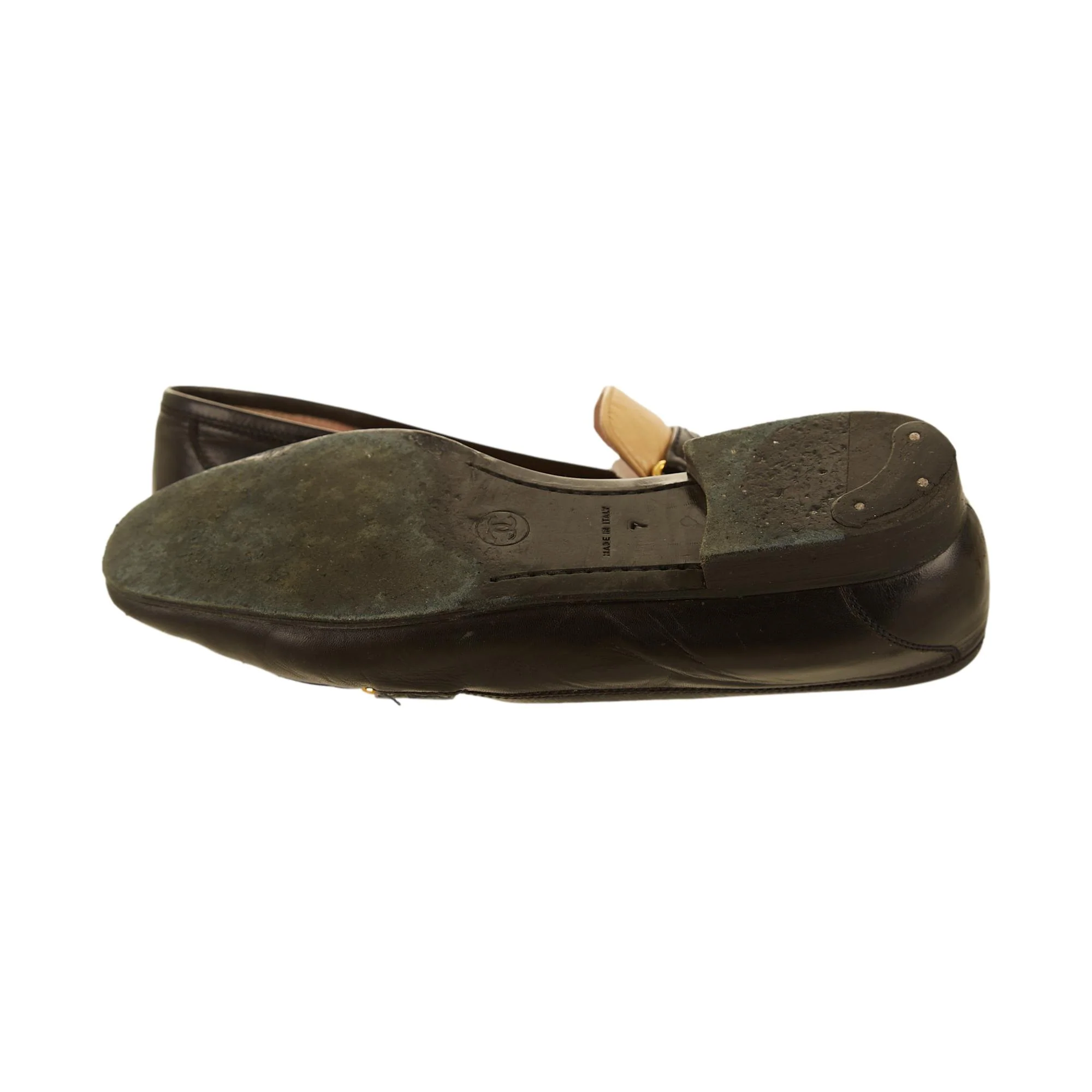 Chanel Tan Logo Loafers - Image 4