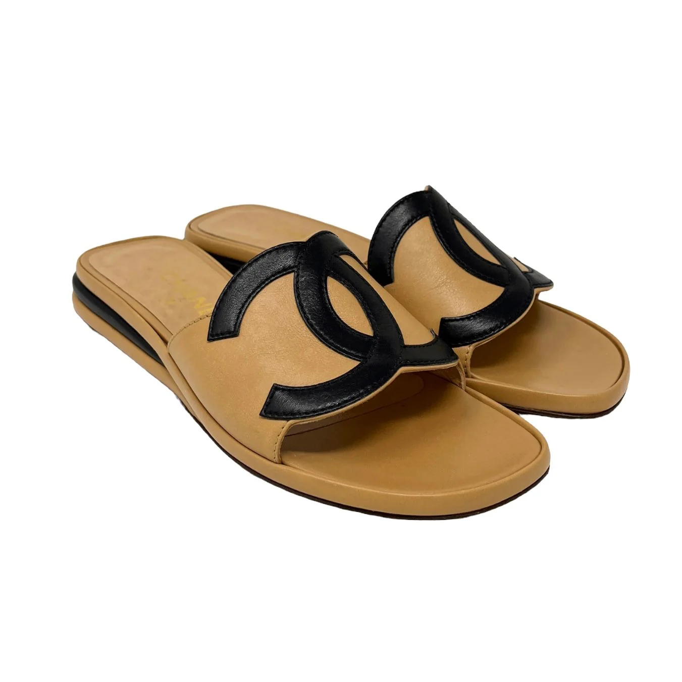 Chanel Tan Logo Sandals - Image 4