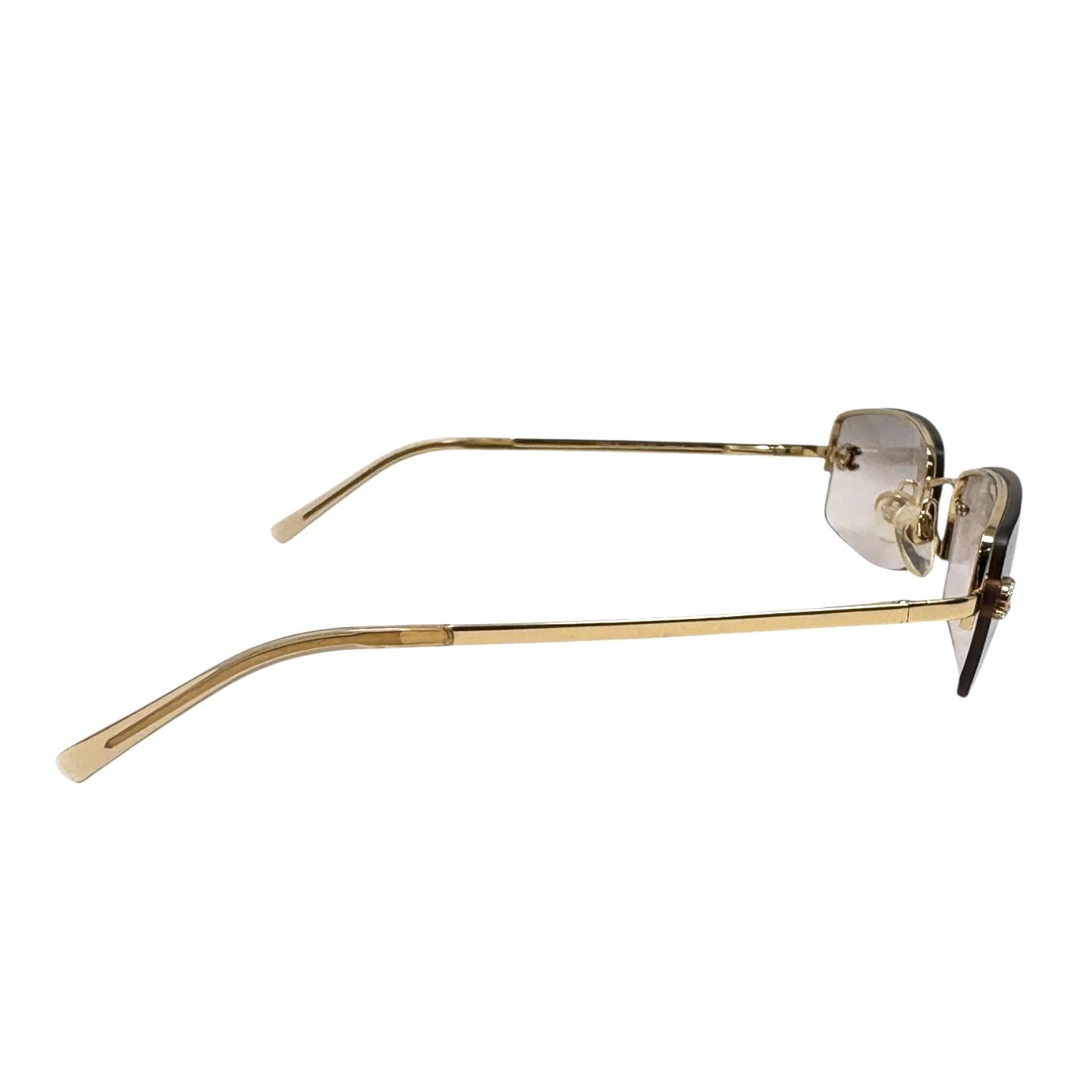 Chanel Tan Mini Rhinestone Rimless Sunglasses - Image 3