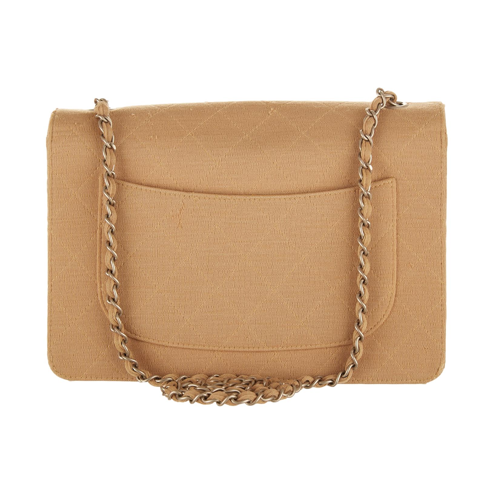 Chanel Beige Quilted Chain Flap Bag - Image 2