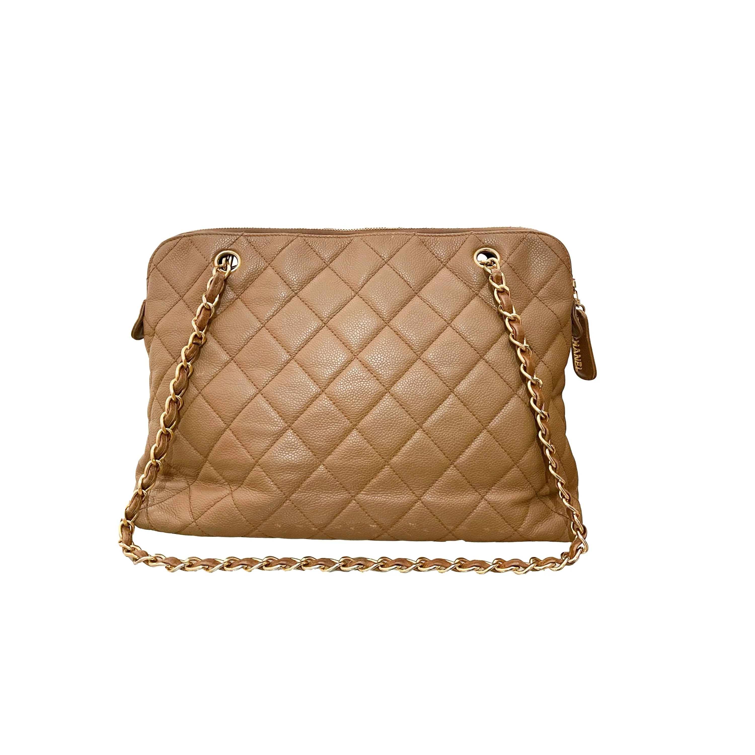 Chanel Tan Quilted Chain Shoulder Bag - Image 2