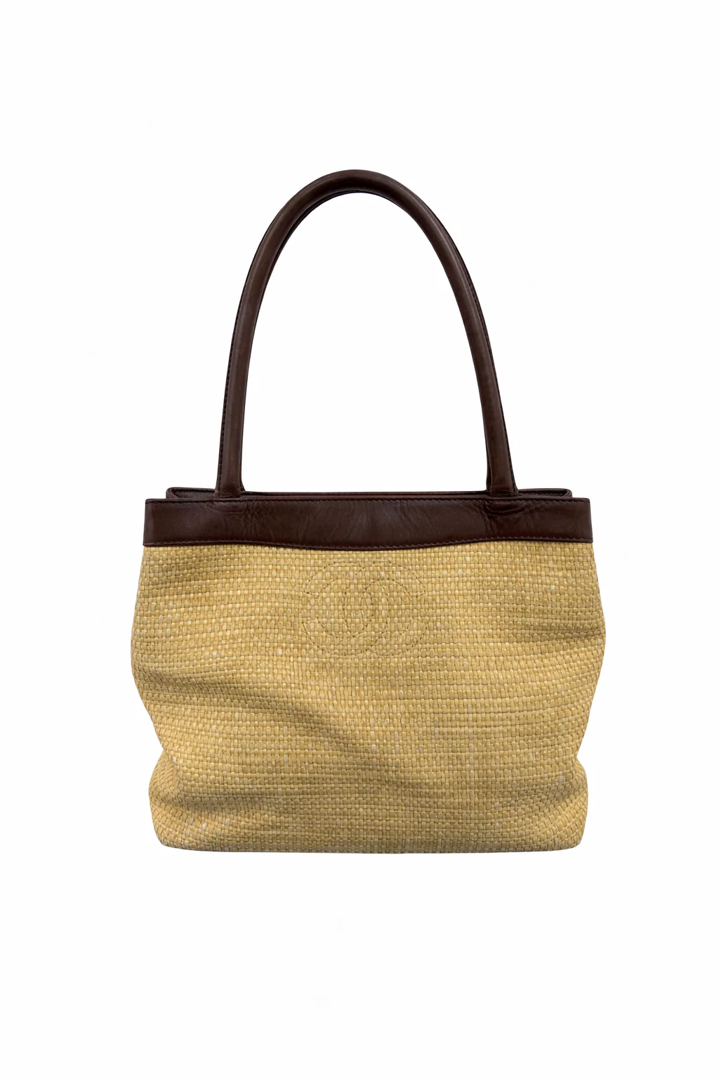 Chanel Tan Straw Top Handle Bag