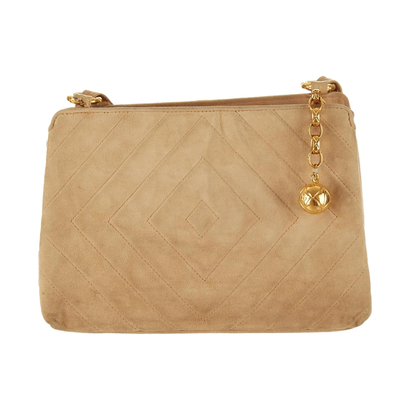 Chanel Tan Suede Chevron Shoulder Bag - Image 2