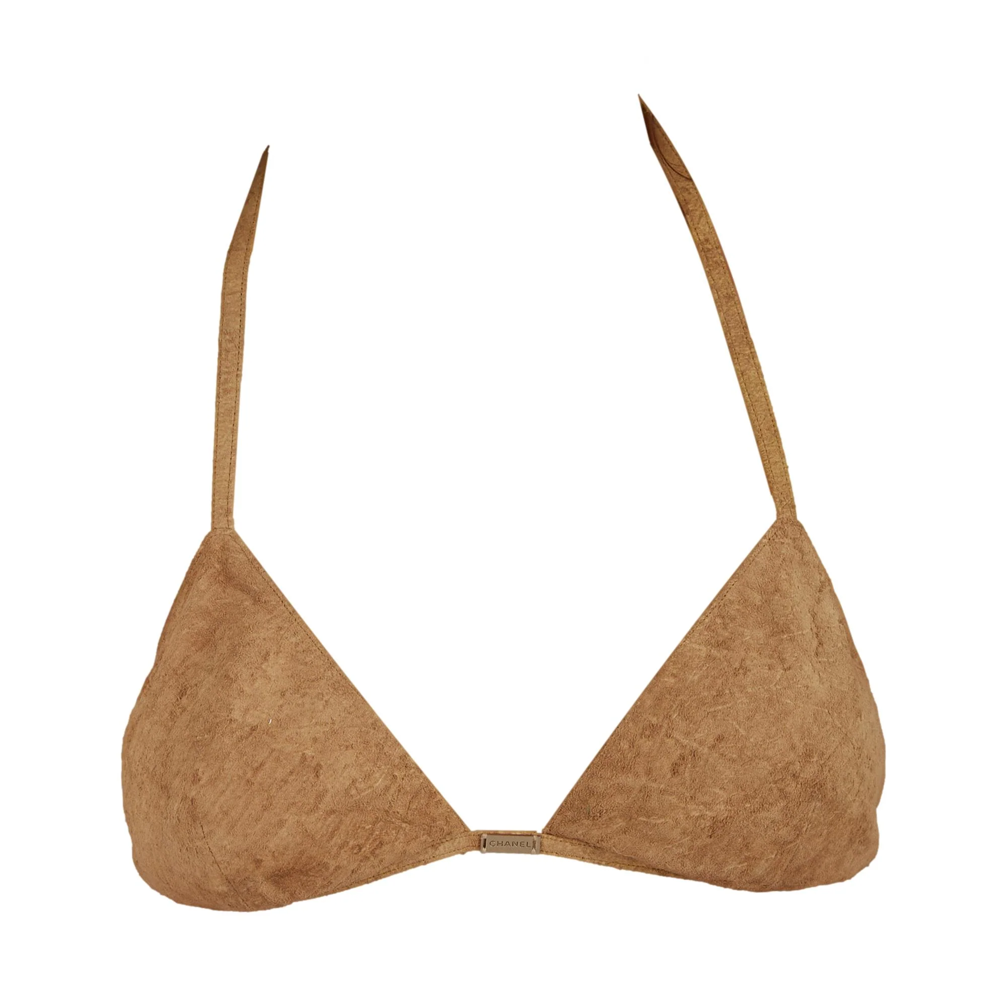 Chanel Tan Suede Logo Bralette