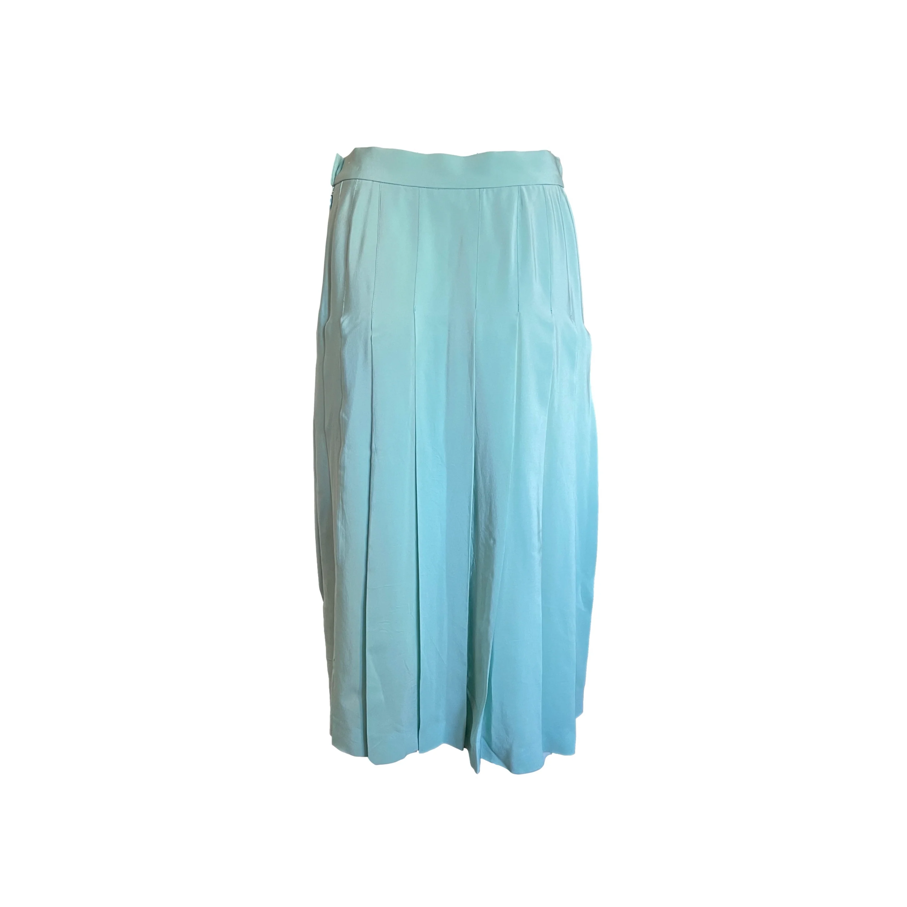 Chanel Turquoise Pleated Skirt - Image 2