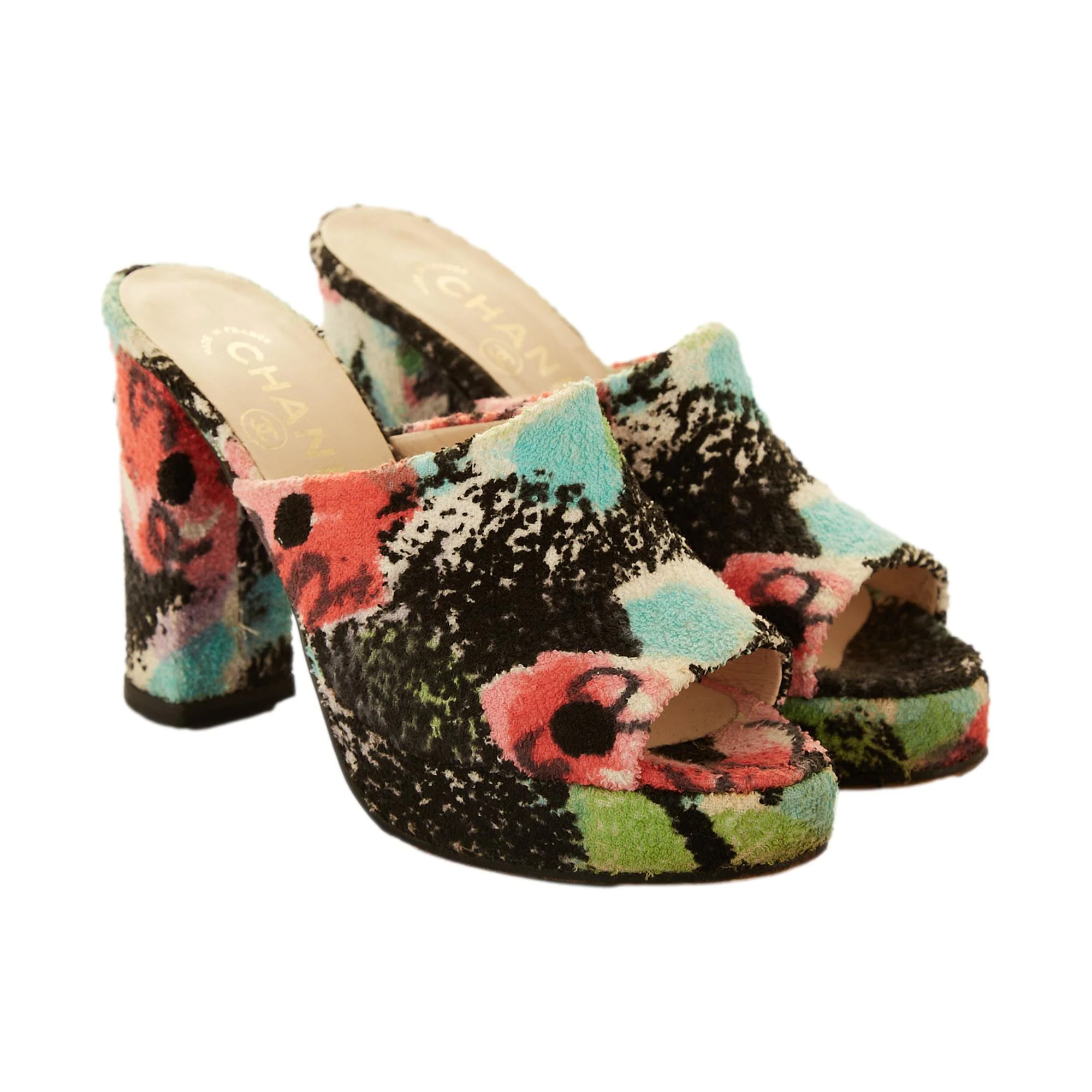 Chanel Terrycloth Floral Heels - Image 2