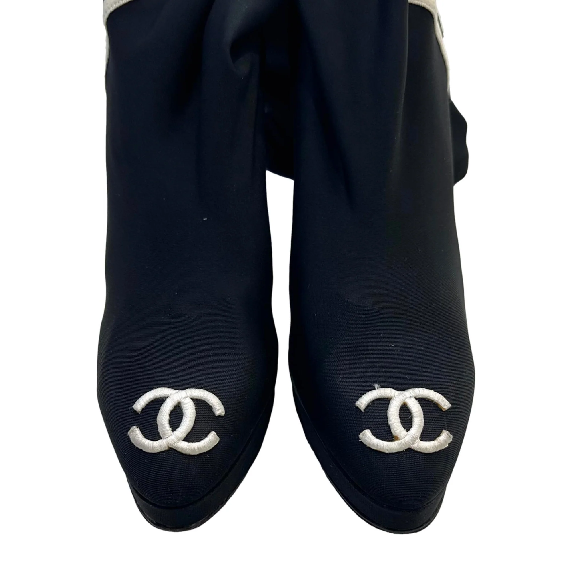 Chanel Thigh-High Stretch Logo Boots - Image 4