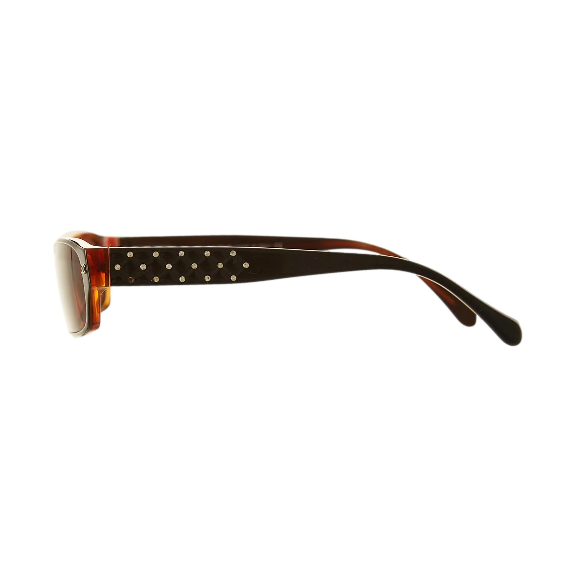 Chanel Tortoise Quilted Rhinestone Logo Sunglasses - Image 3