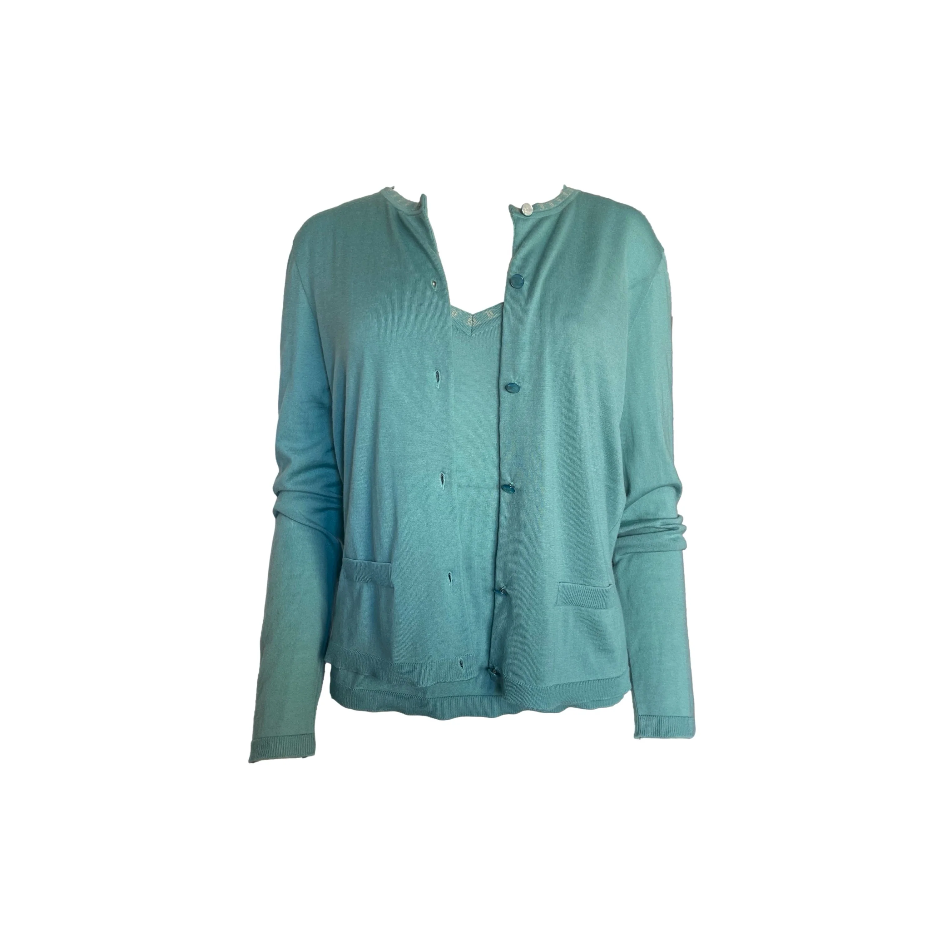 Chanel Turquoise Cashmere Twin Set