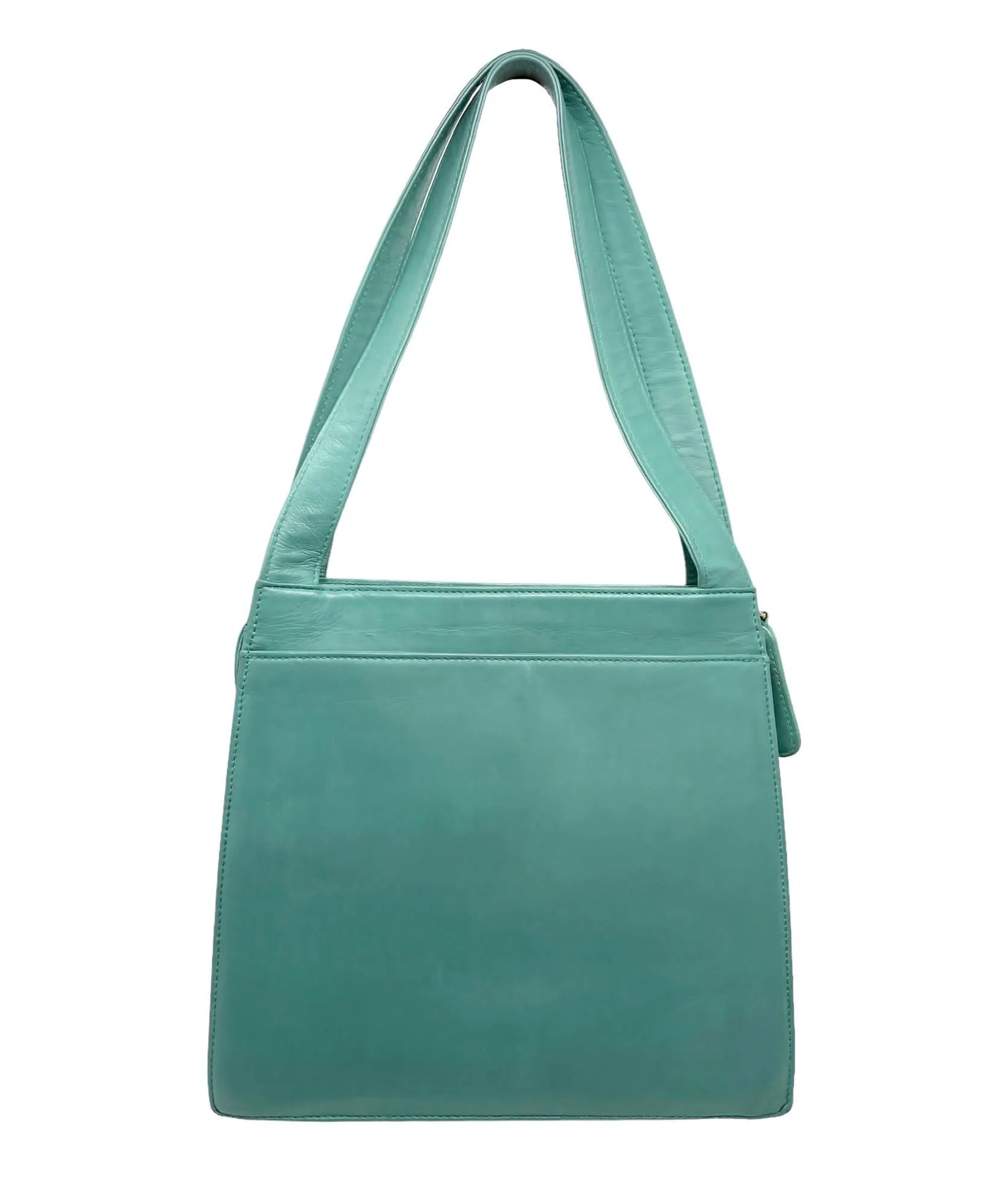 Chanel Turquoise Logo Top Handle Bag - Image 2