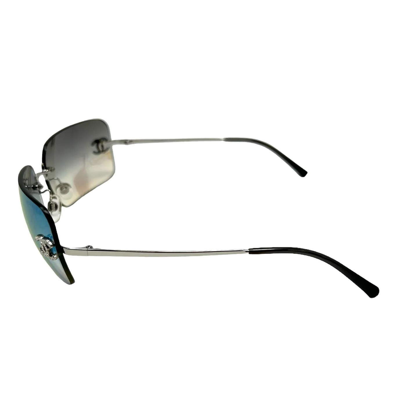 Chanel Turquoise Rhinestone Logo Sunglasses - Image 3