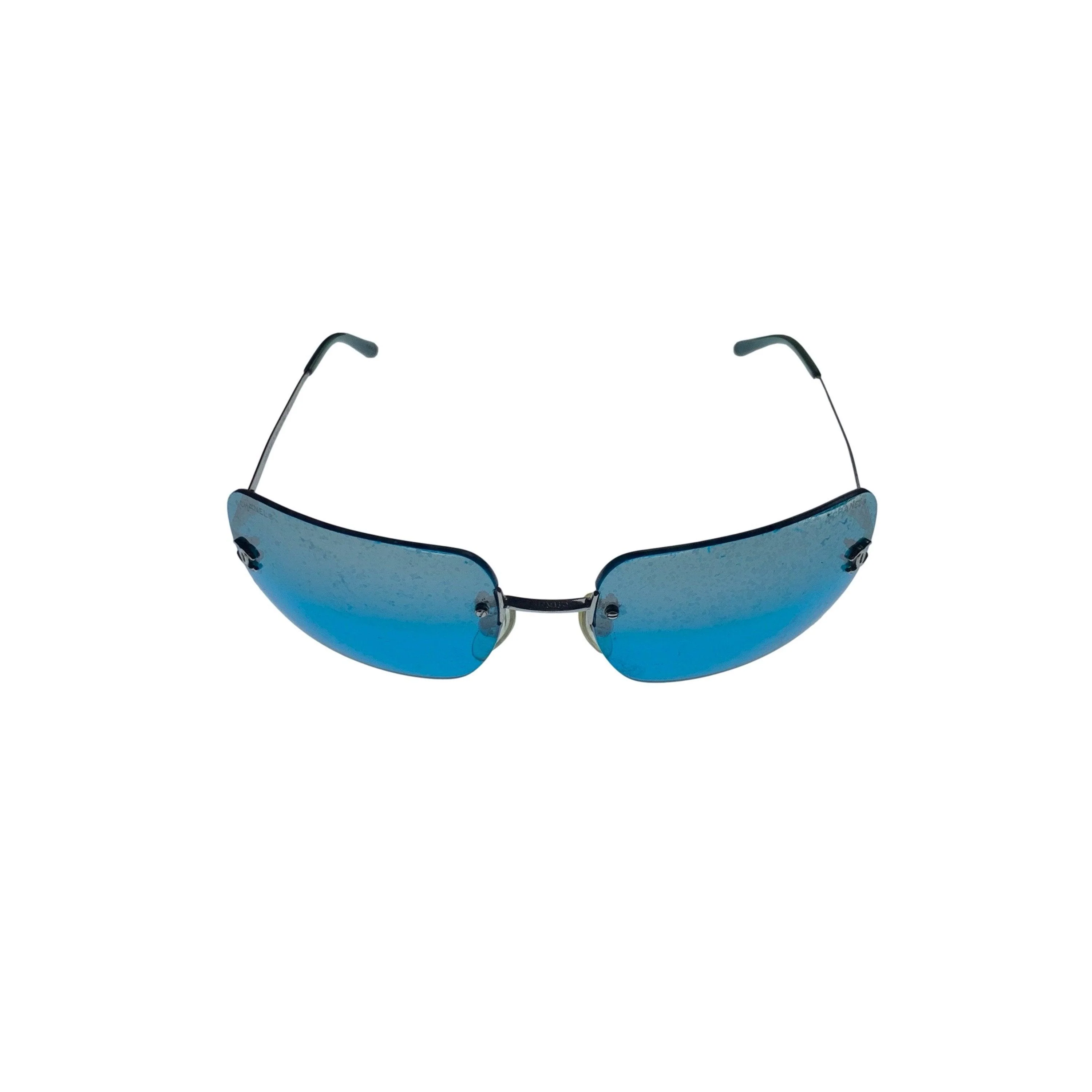 Chanel Turquoise Rimless Sunglasses