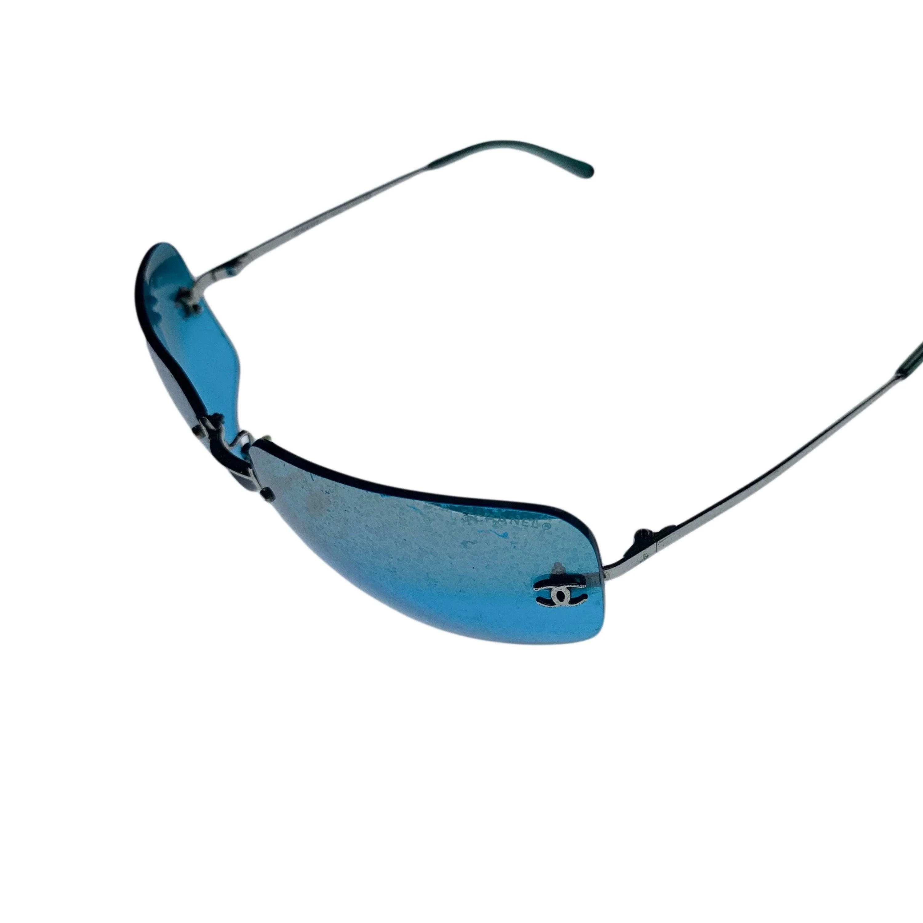 Chanel Turquoise Rimless Sunglasses - Image 2