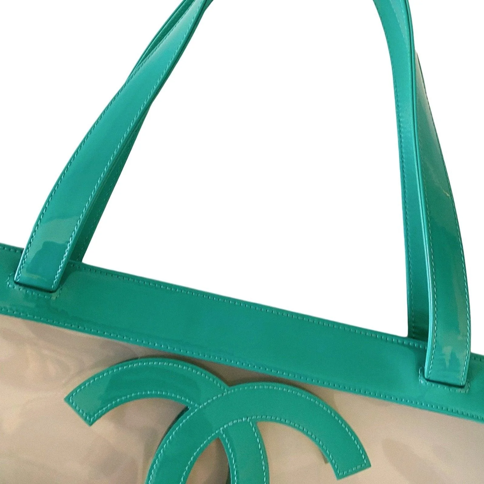 Chanel Turquoise Transparent Bag - Image 3