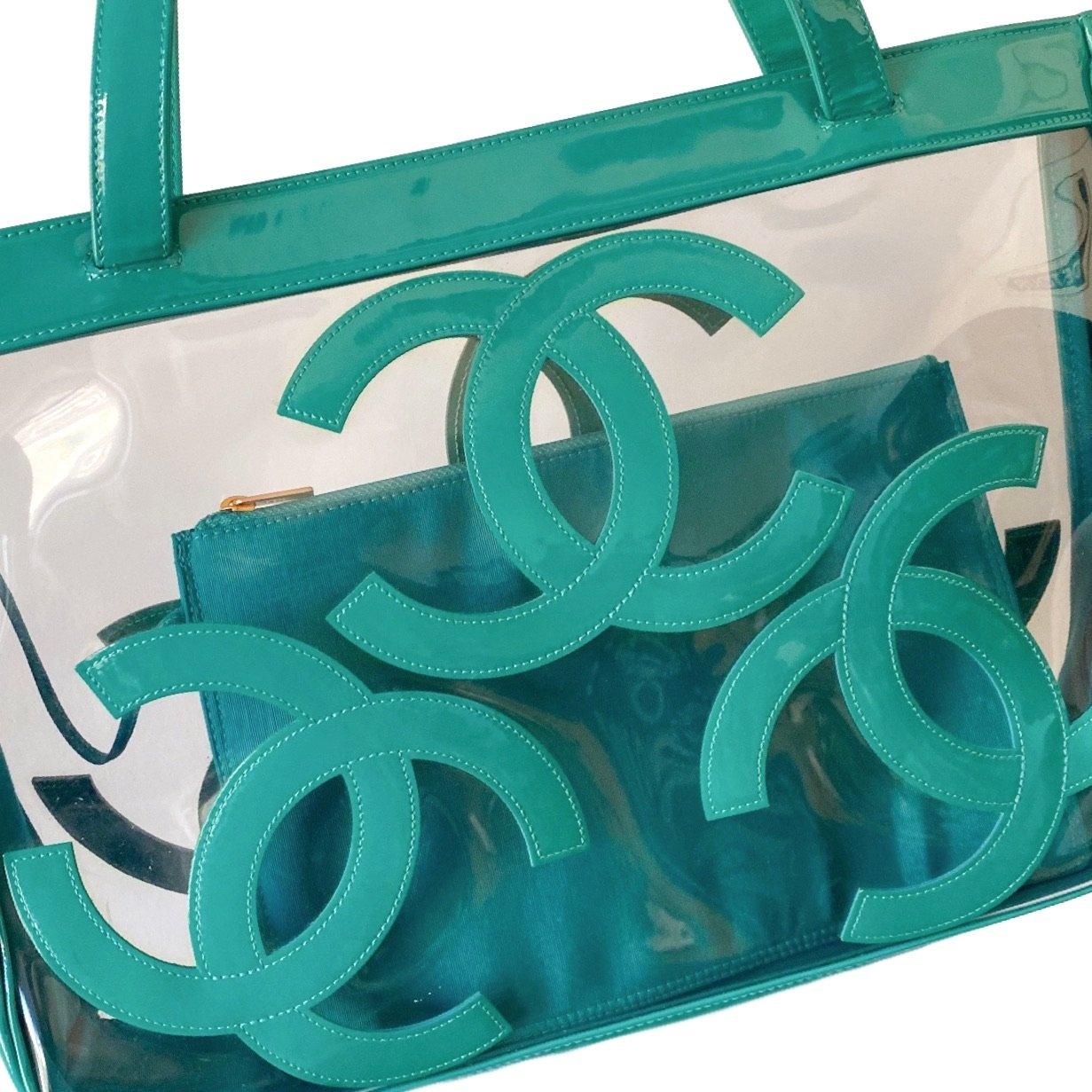 Chanel Turquoise Transparent Bag - Image 5