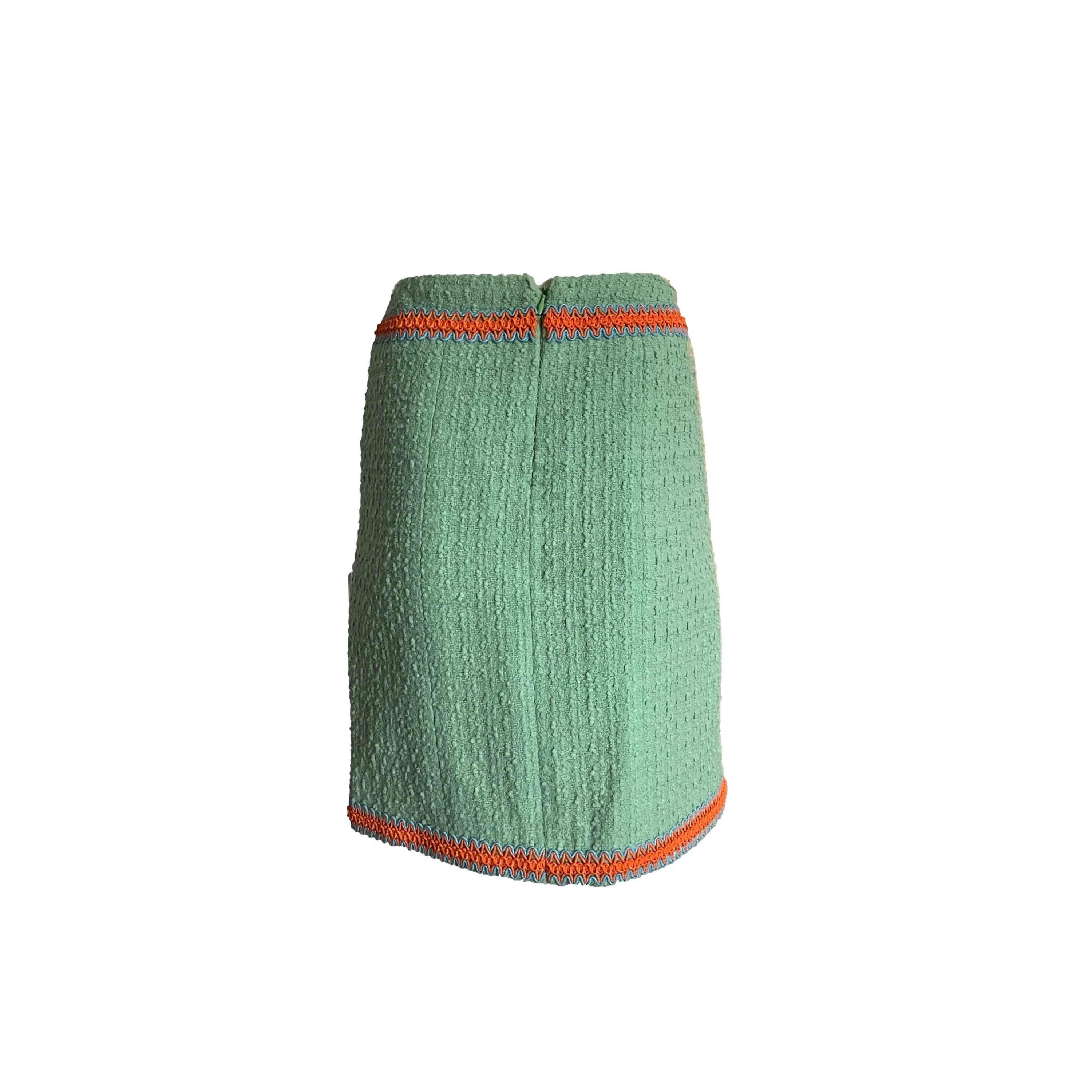 Chanel Turquoise Tweed Skirt - Image 2