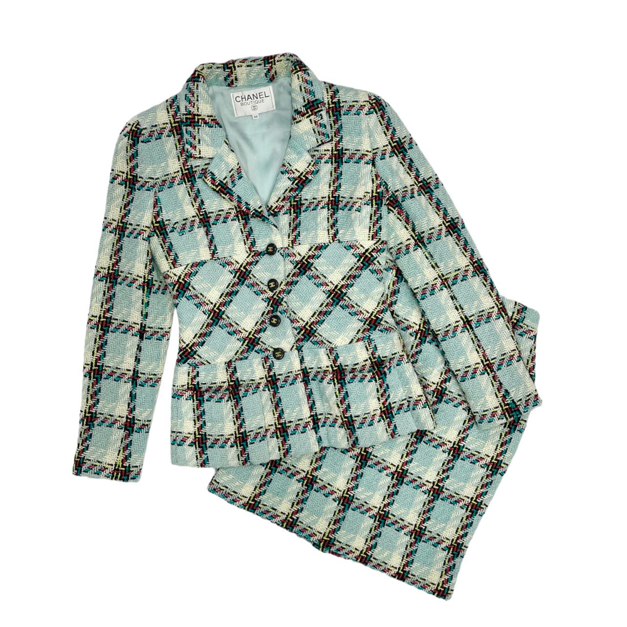 Chanel Baby Blue Tweed Skirt Set