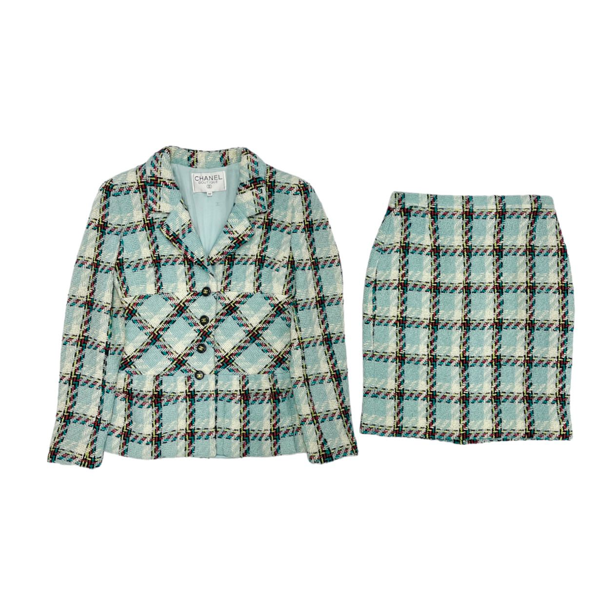 Chanel Baby Blue Tweed Skirt Set - Image 2