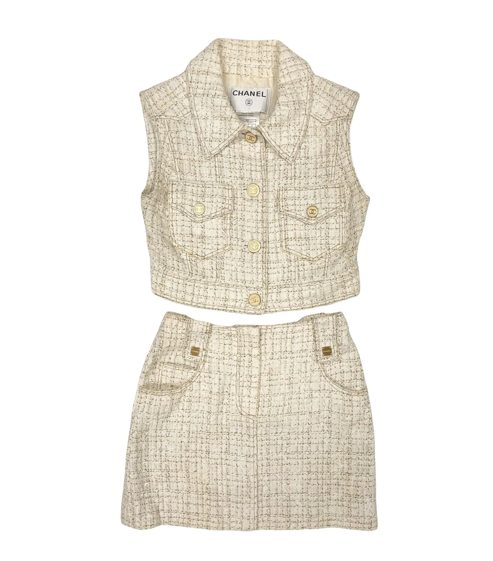 Chanel Tweed Cropped Skirt Set