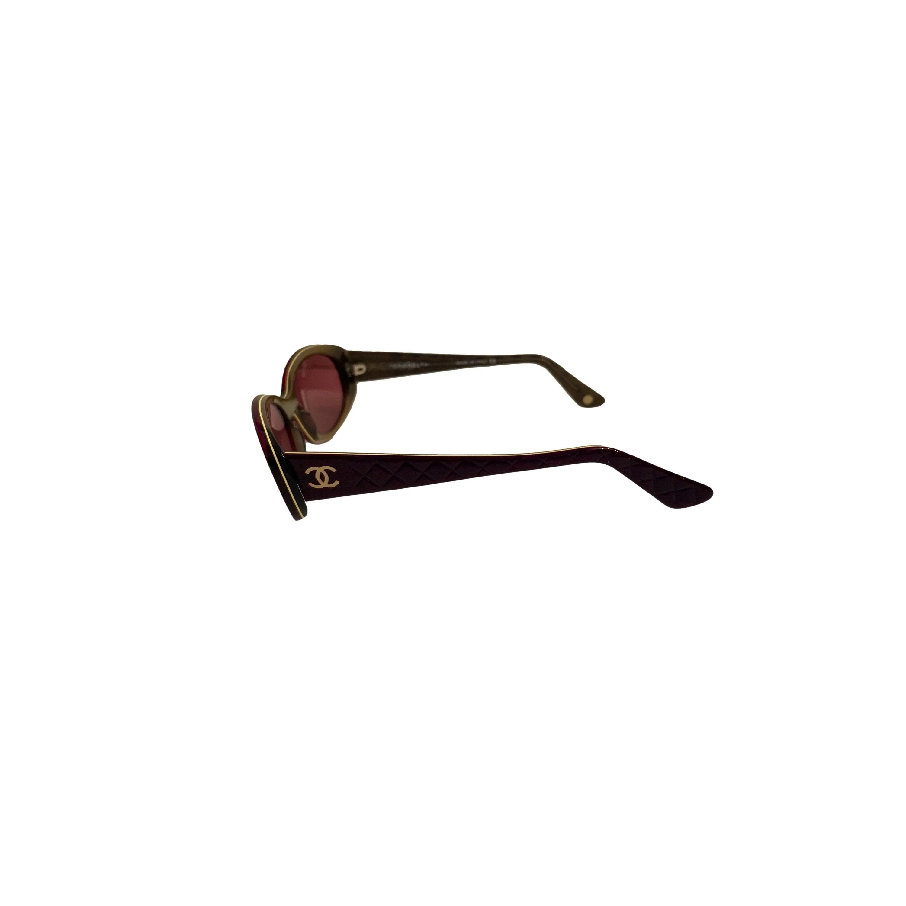 Chanel Two Tone Logo Quilted Sunglasses - Image 2