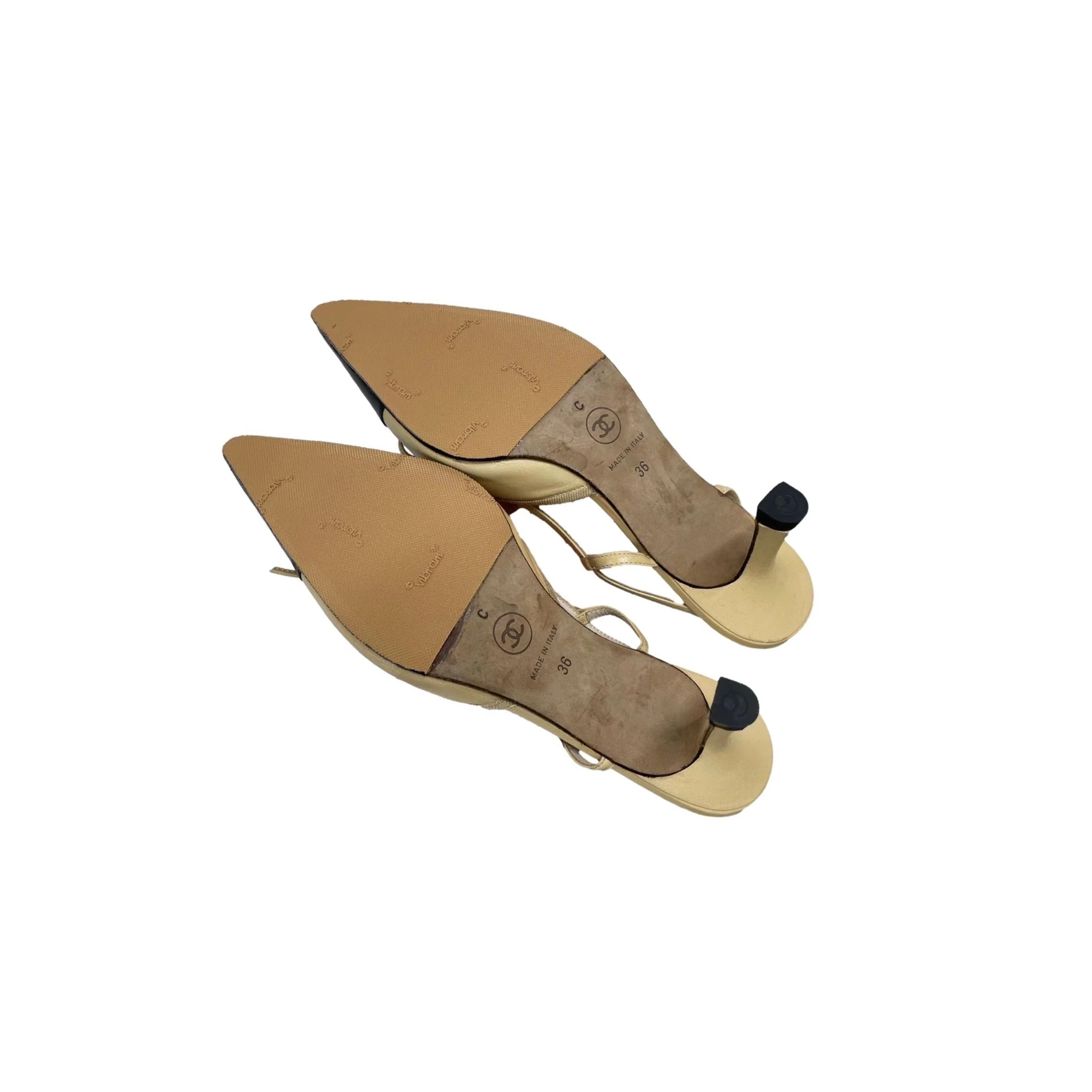 Chanel Two Tone Logo Slingback Heels - Image 3