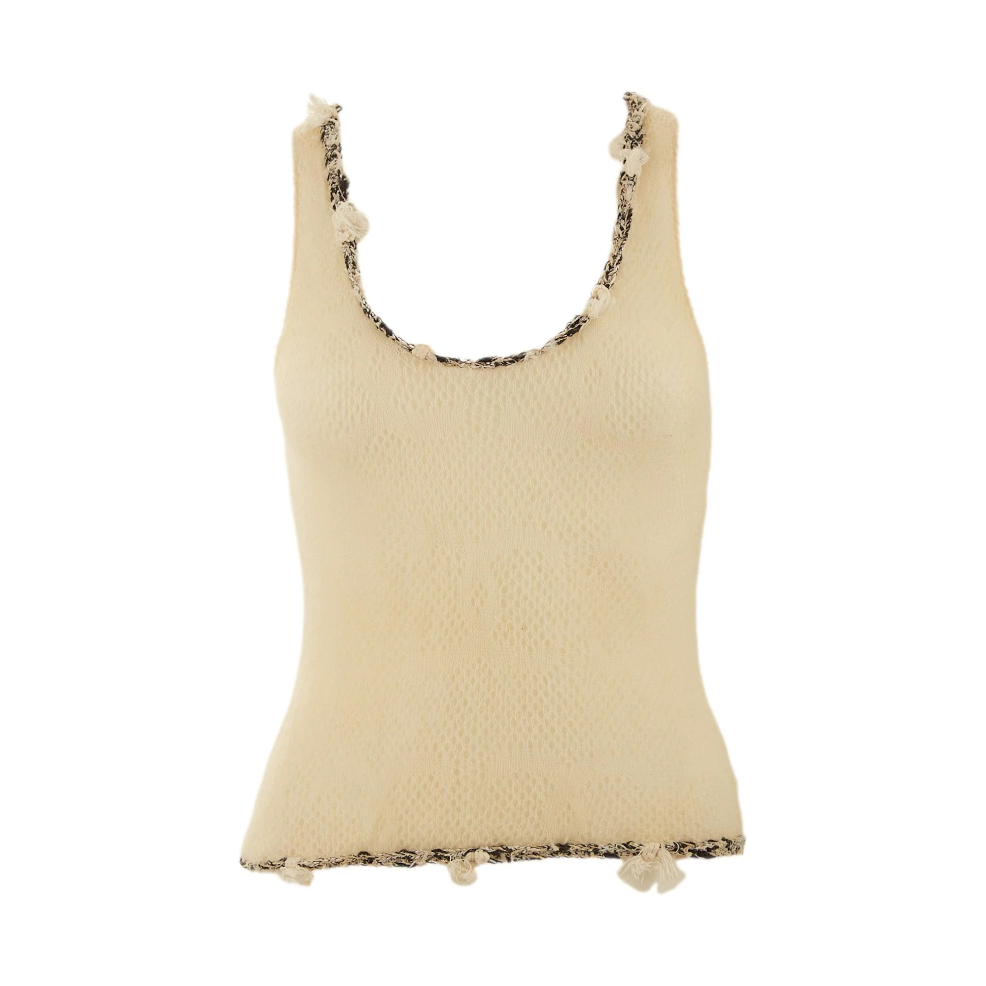 Chanel White Cashmere Logo Tank