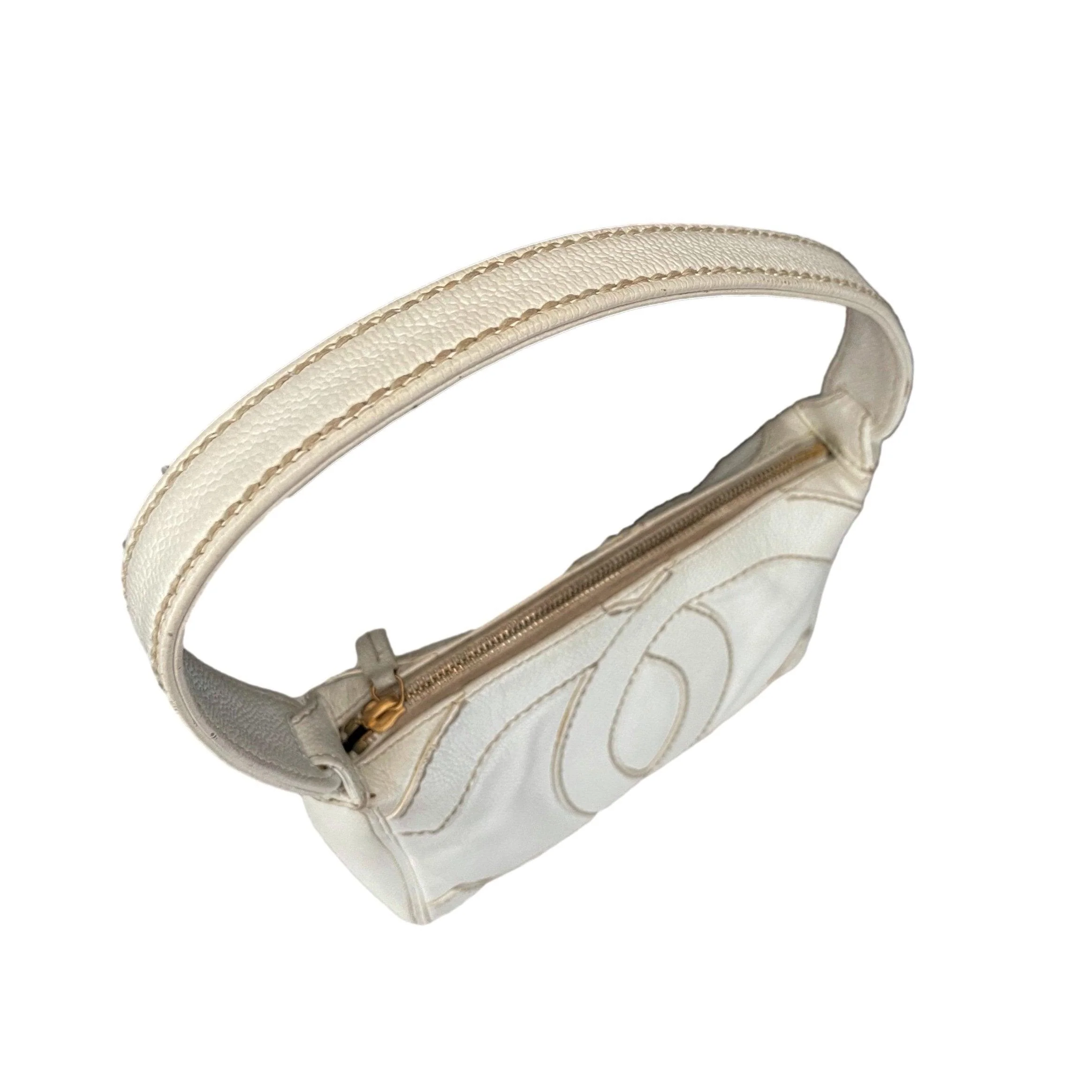Chanel White Caviar Logo Shoulder Bag - Image 3