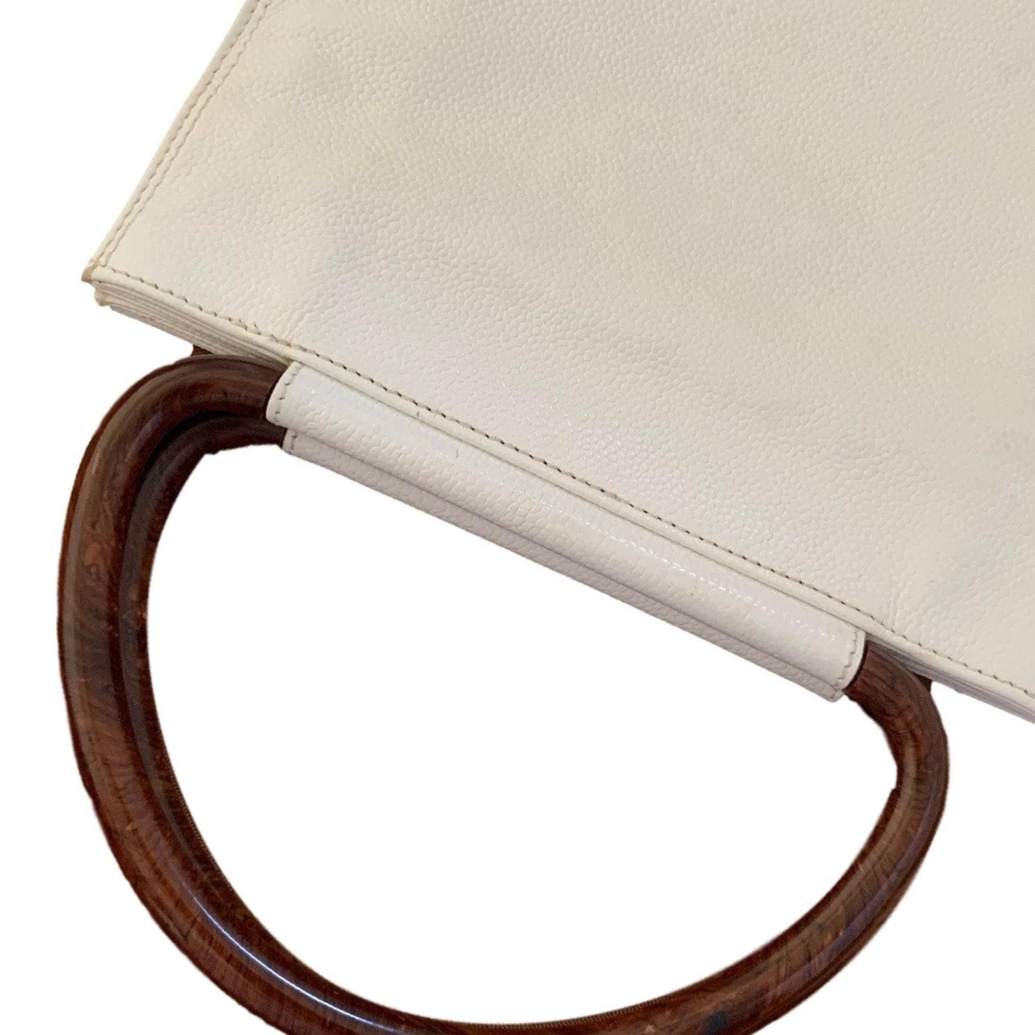 Chanel White Caviar Logo Top Handle Bag - Image 4