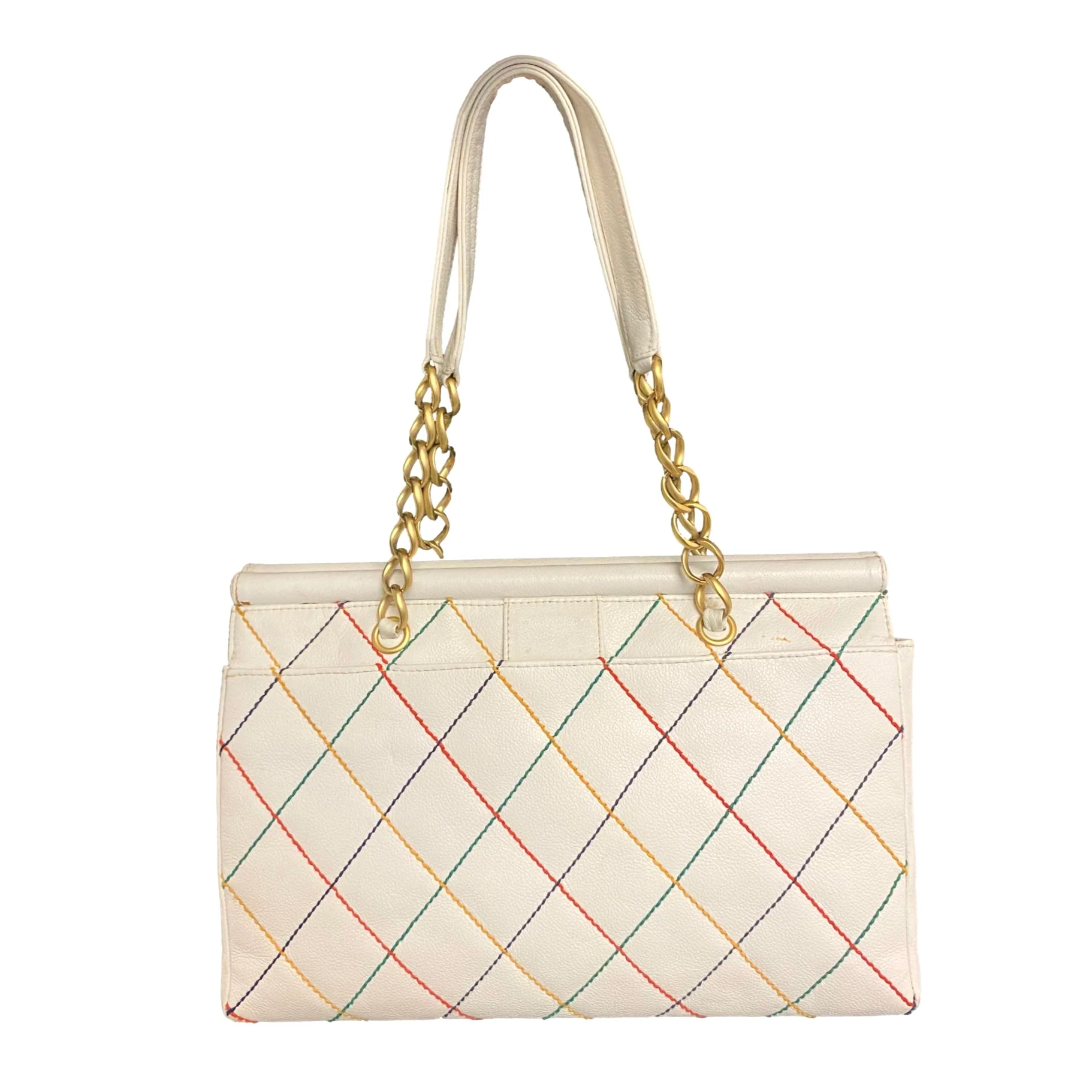 Chanel White Caviar Multi Stitch Shoulder Bag - Image 2