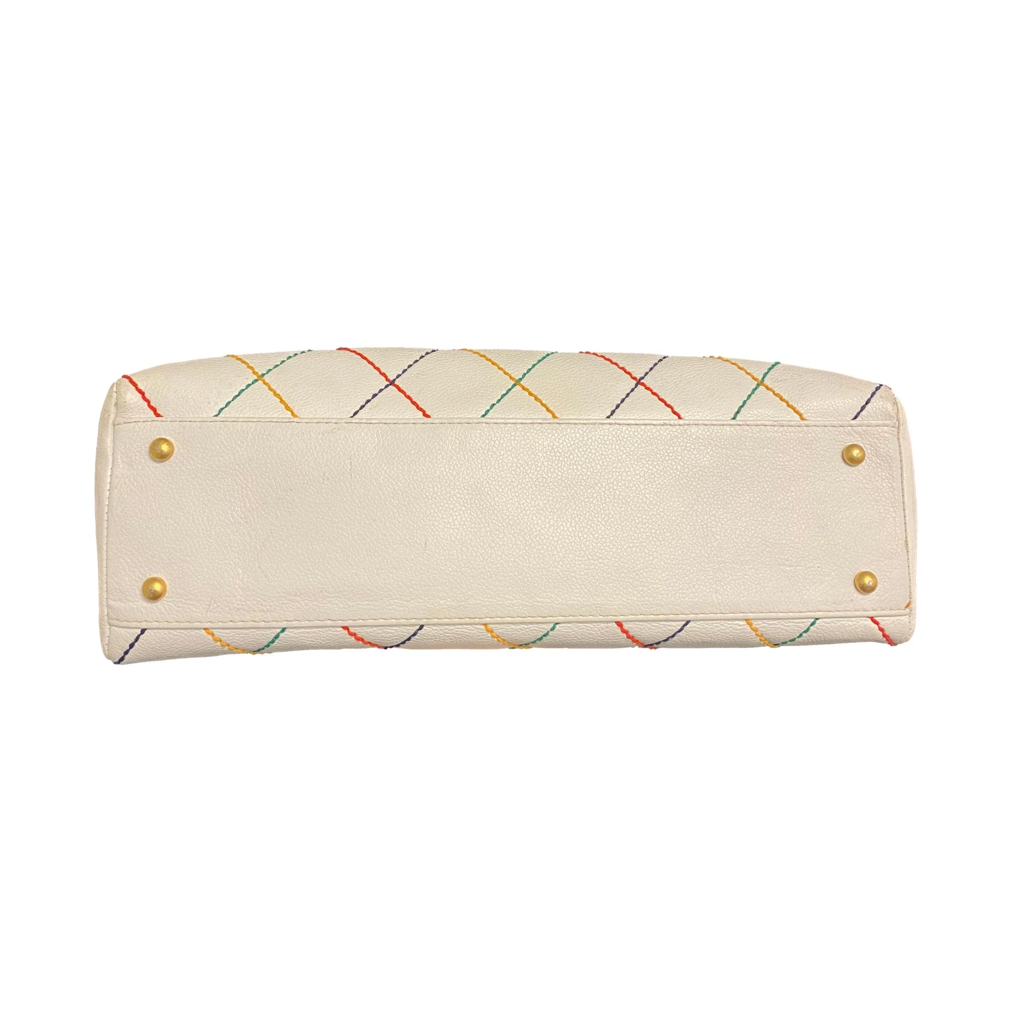 Chanel White Caviar Multi Stitch Shoulder Bag - Image 3