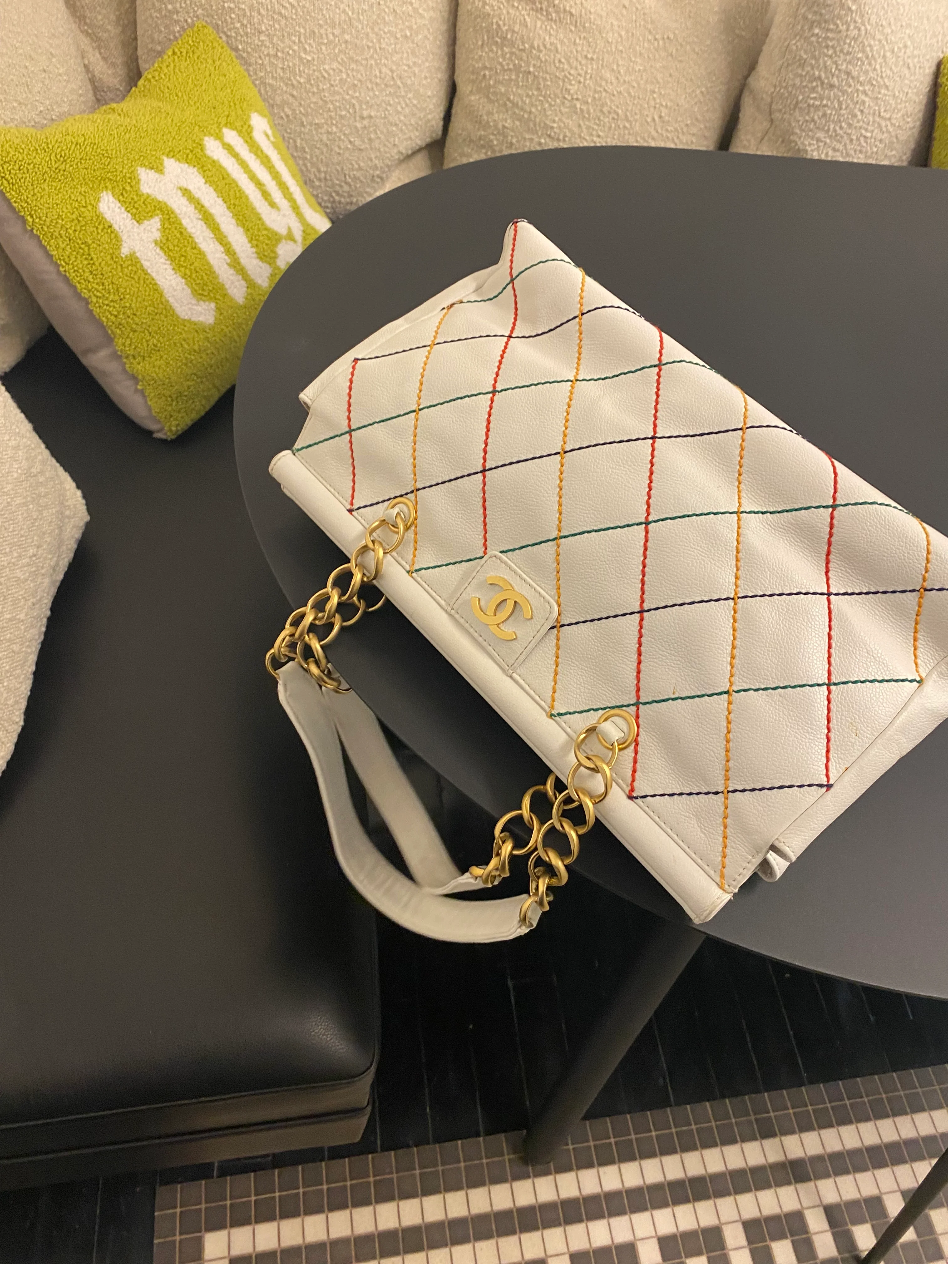 Chanel White Caviar Multi Stitch Shoulder Bag - Image 5