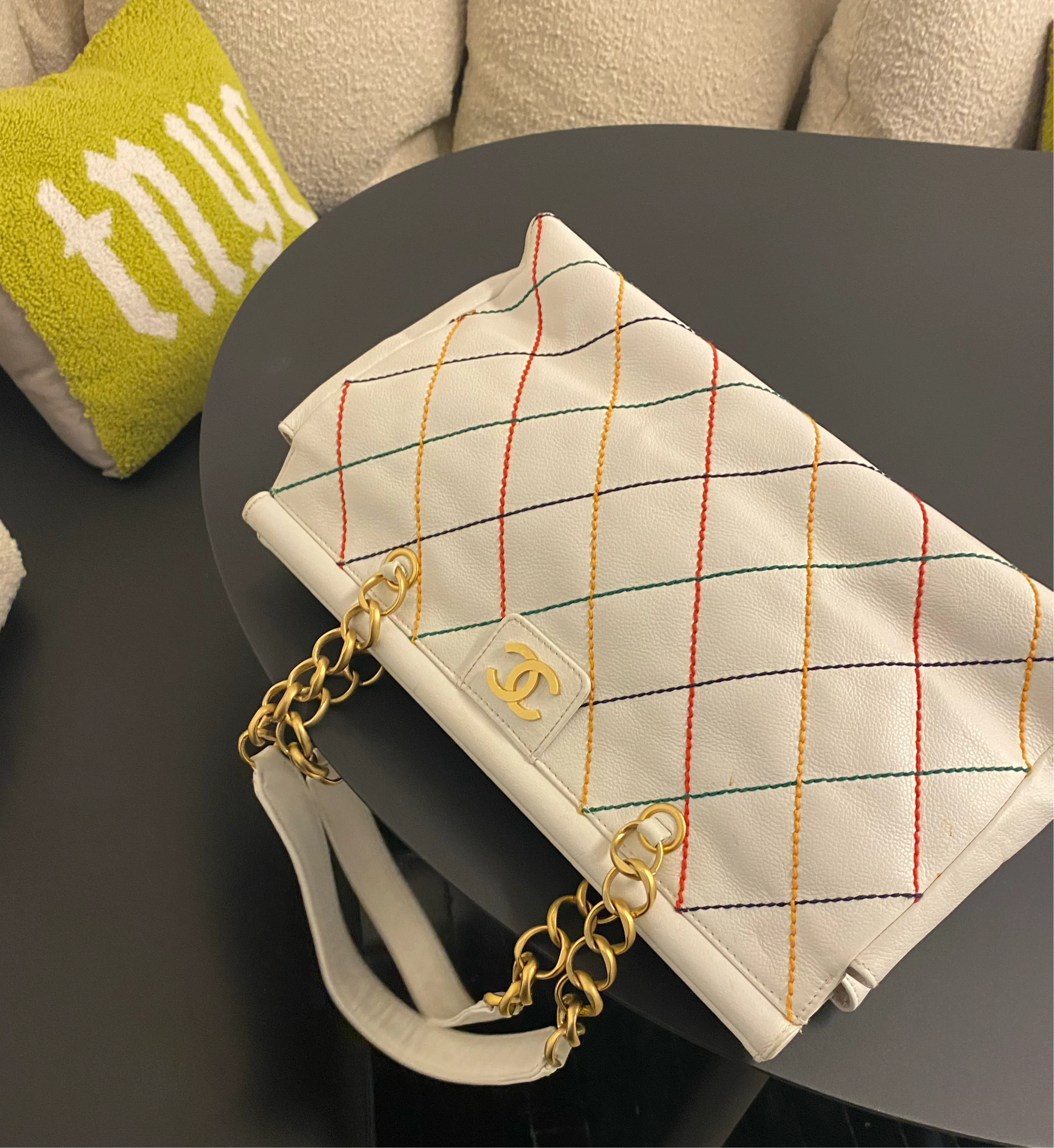 Chanel White Caviar Multi Stitch Shoulder Bag - Image 6