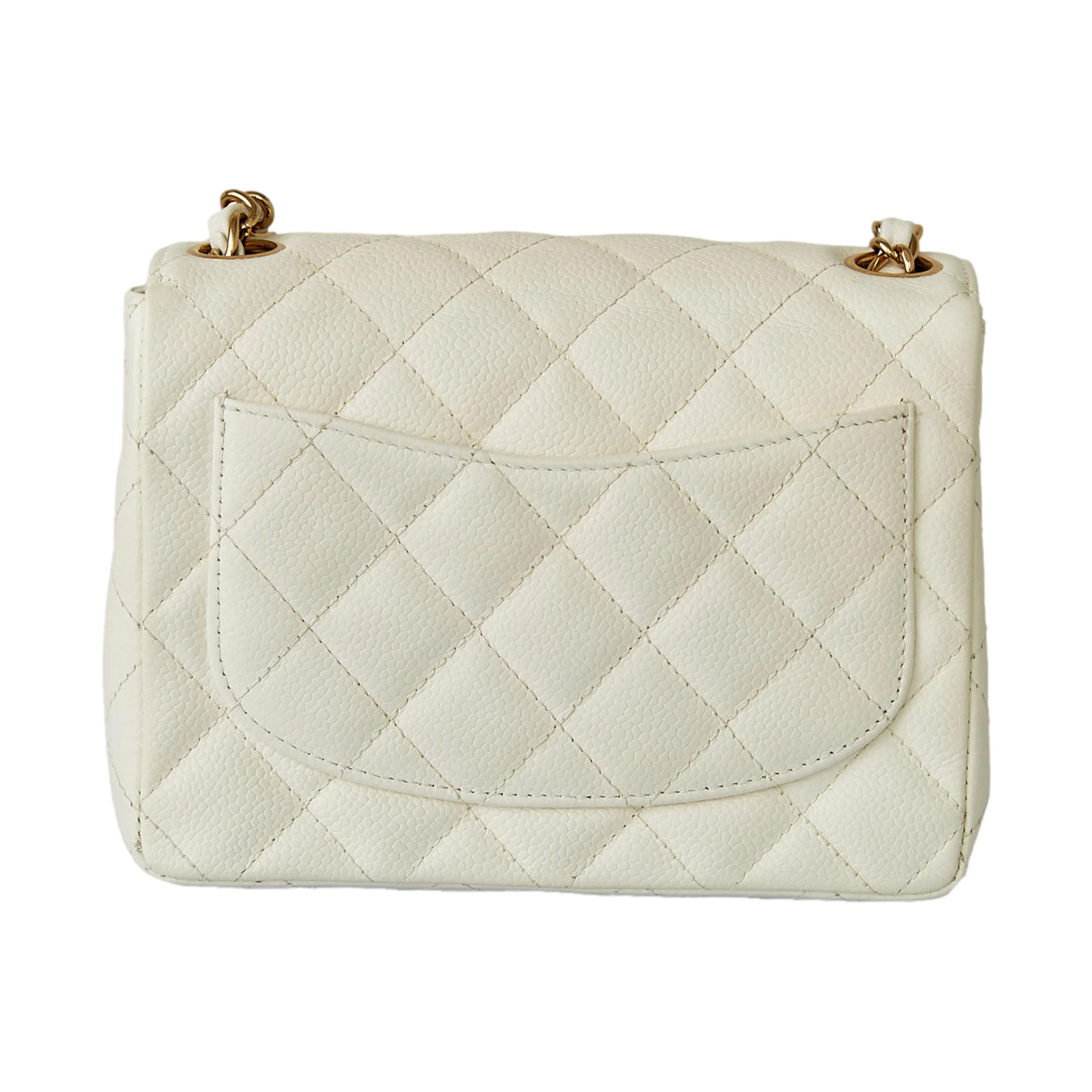 Chanel White Caviar Square Mini Flap Bag - Image 3