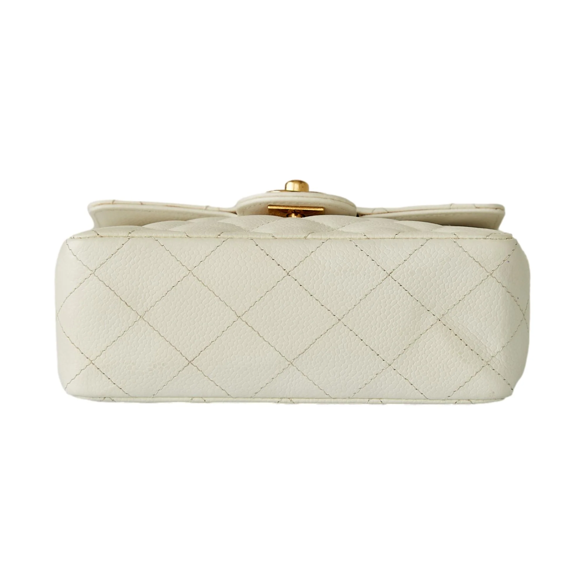 Chanel White Caviar Square Mini Flap Bag - Image 4