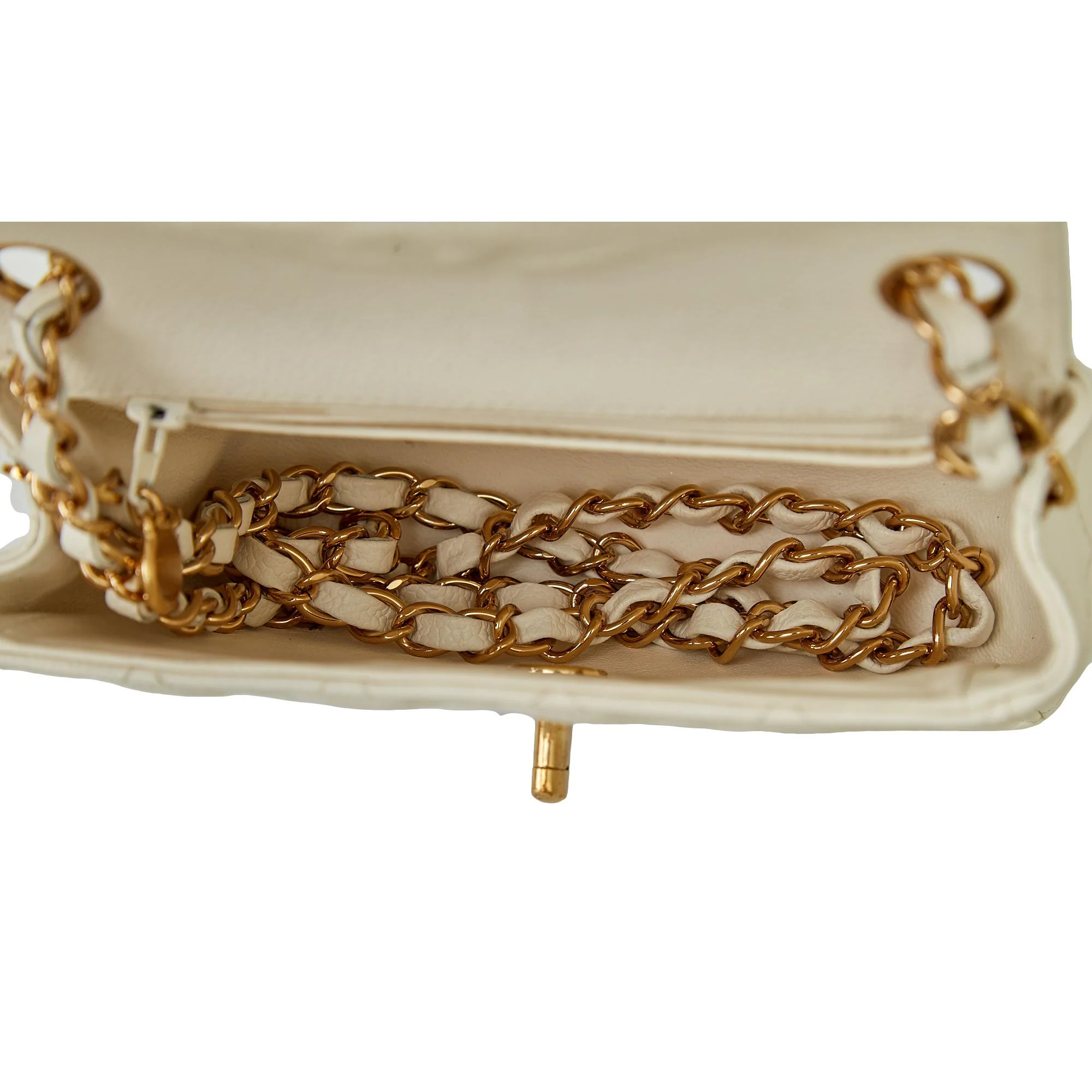 Chanel White Caviar Square Mini Flap Bag - Image 5