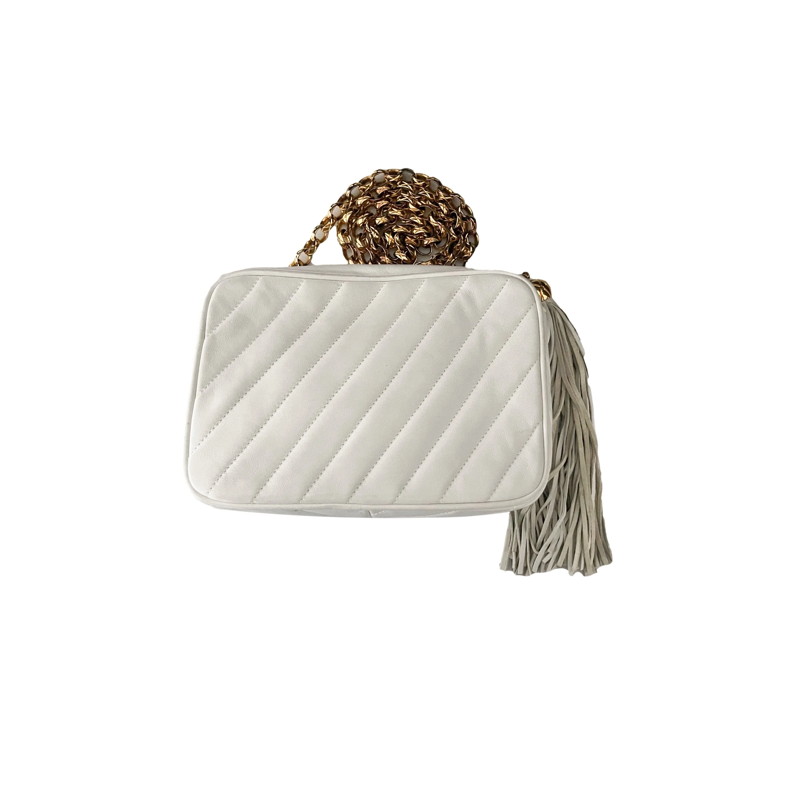 Chanel White Chain Crossbody Bag - Image 2