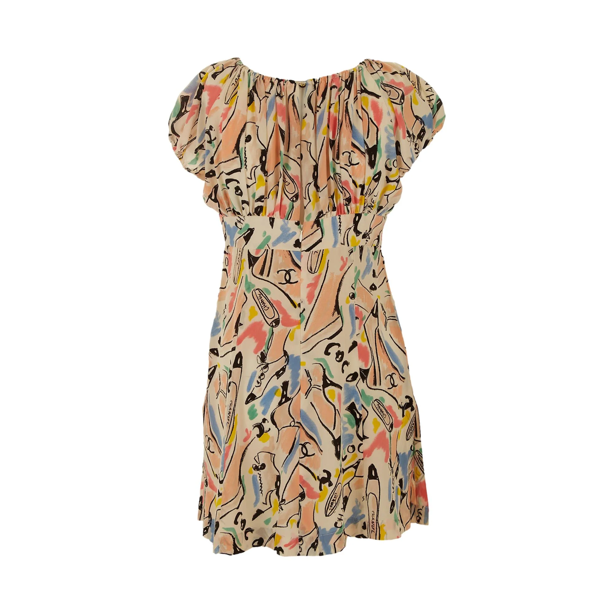 Chanel White Coco Print Bow Dress - Image 3