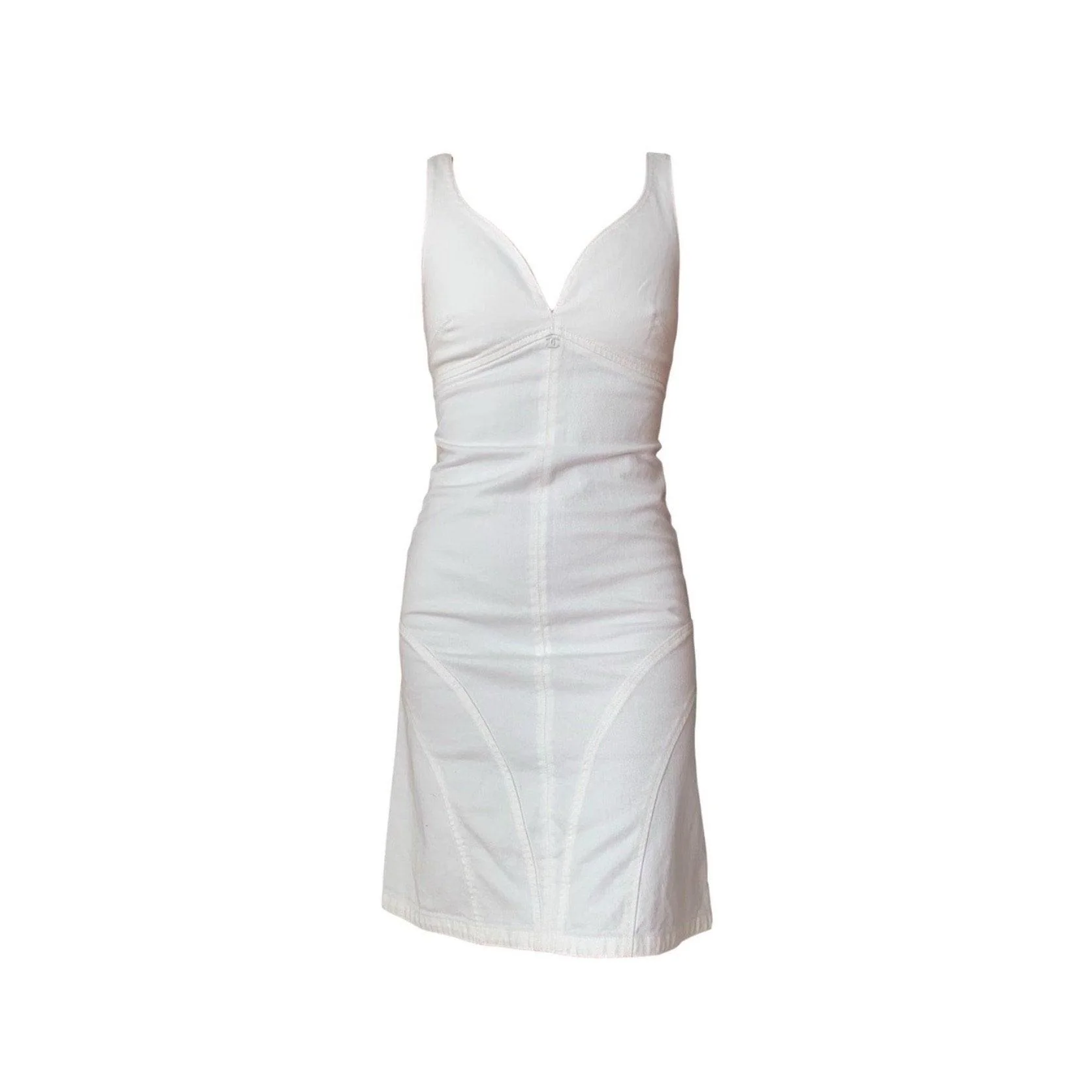 Chanel White Denim Logo Dress