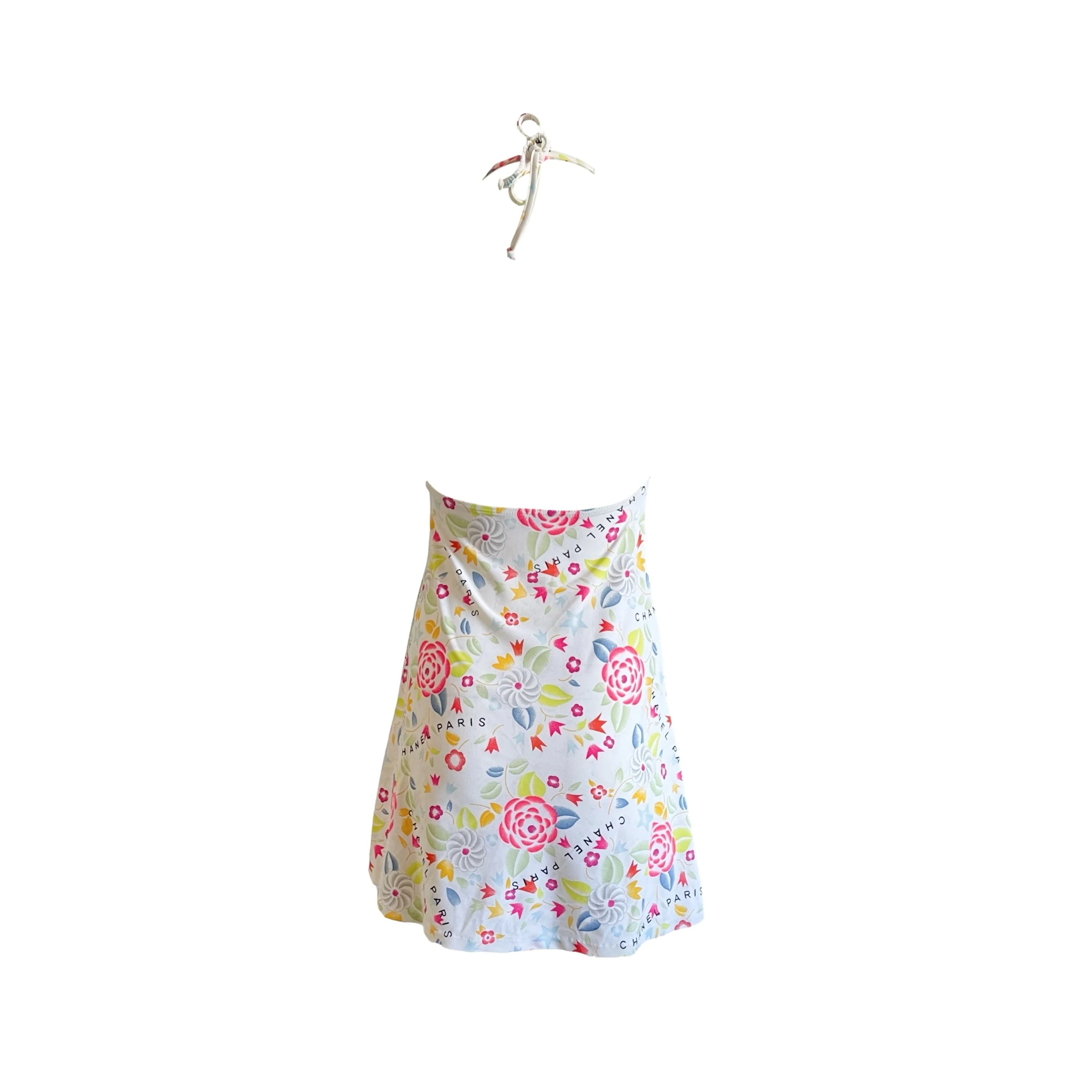 Chanel White Floral Halter Dress - Image 2