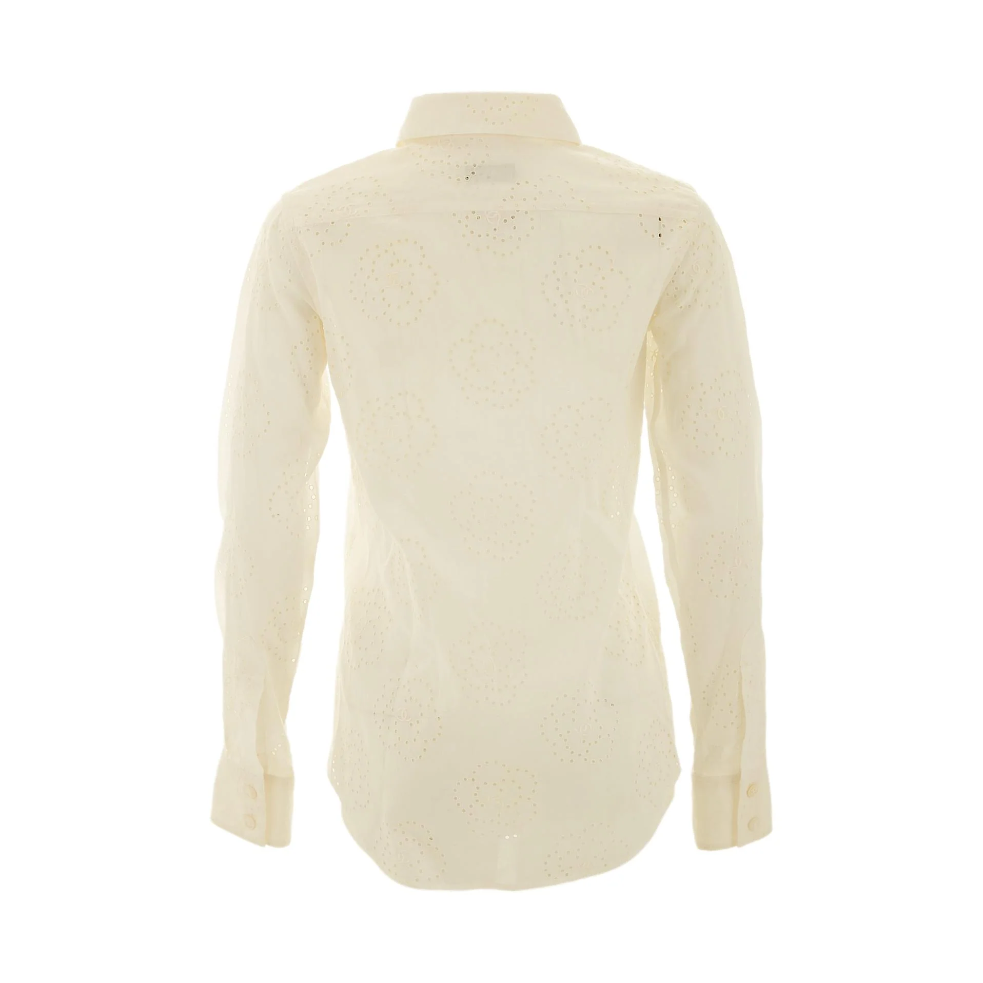 Chanel White Floral Eyelet Button Down - Image 2