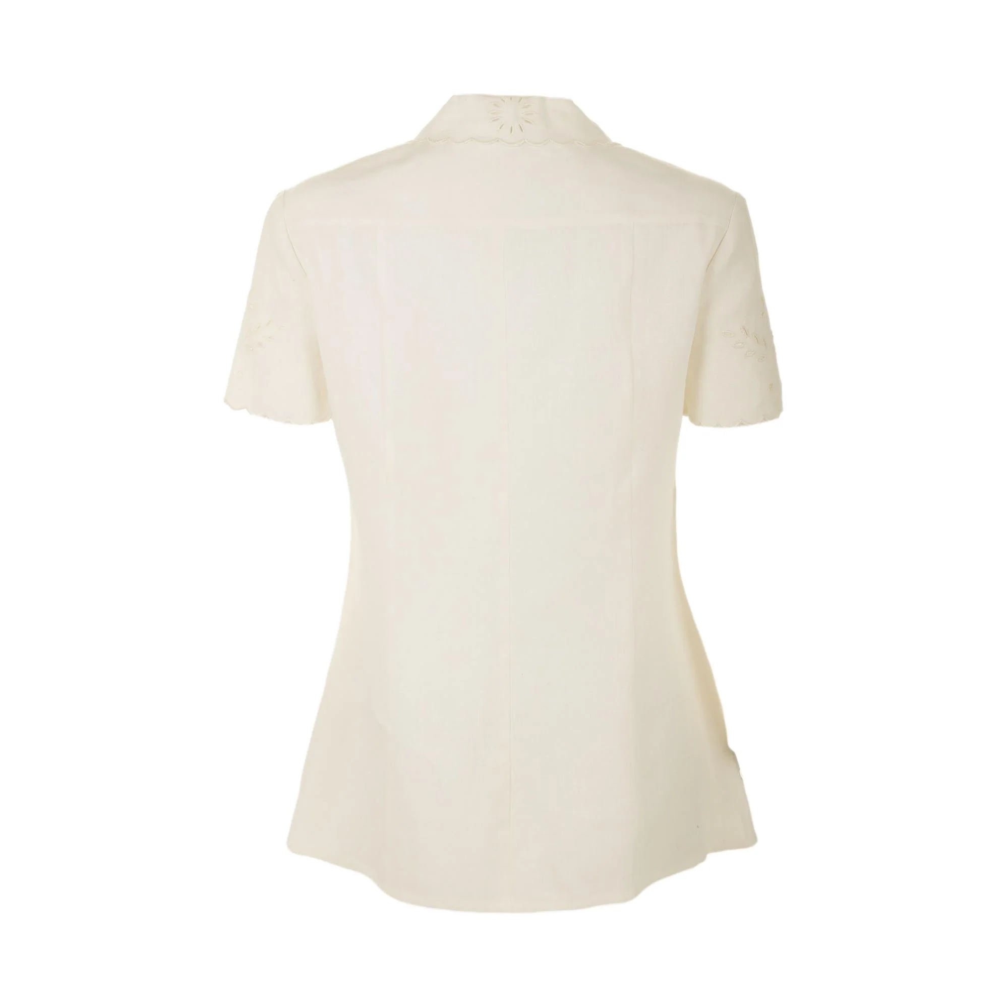 Chanel White Eyelet Logo Button Shirt - Image 2