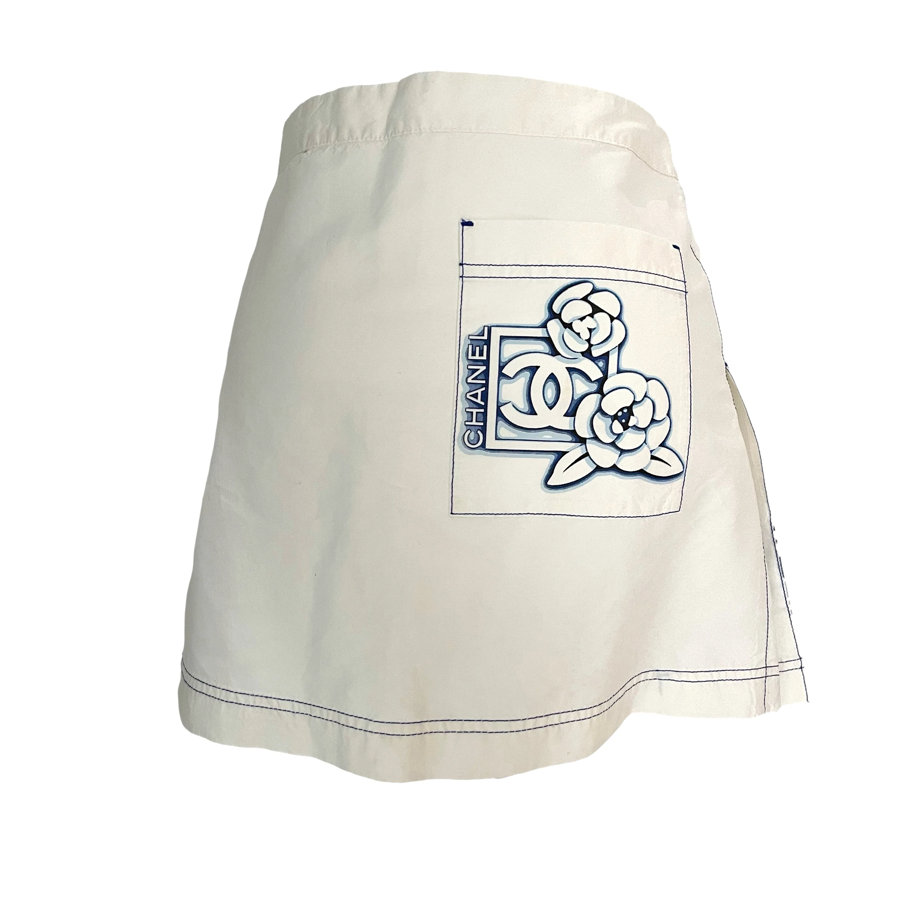Chanel White Floral Zipper Skirt - Image 2