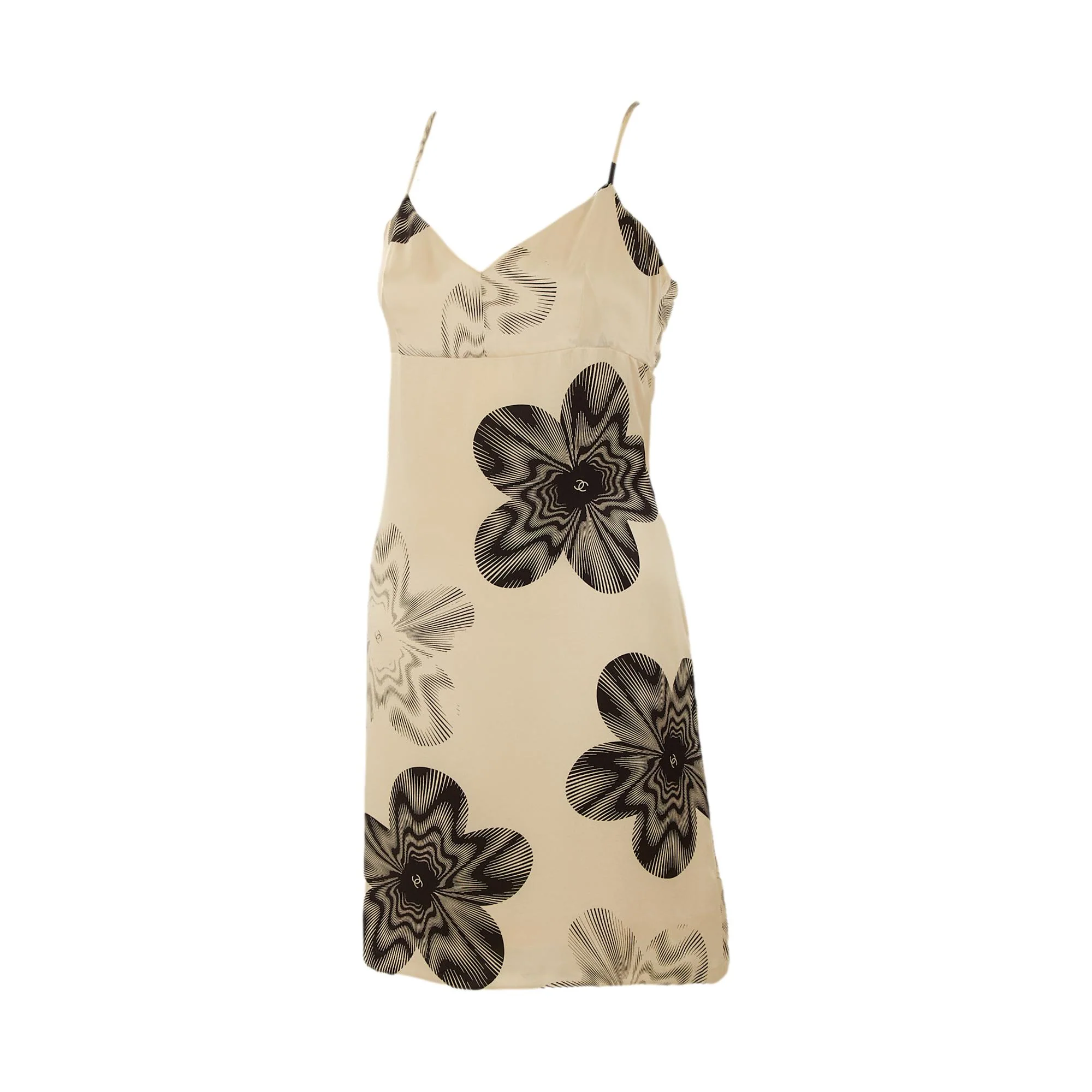 Chanel White Floral Logo Silk Dress - Image 2