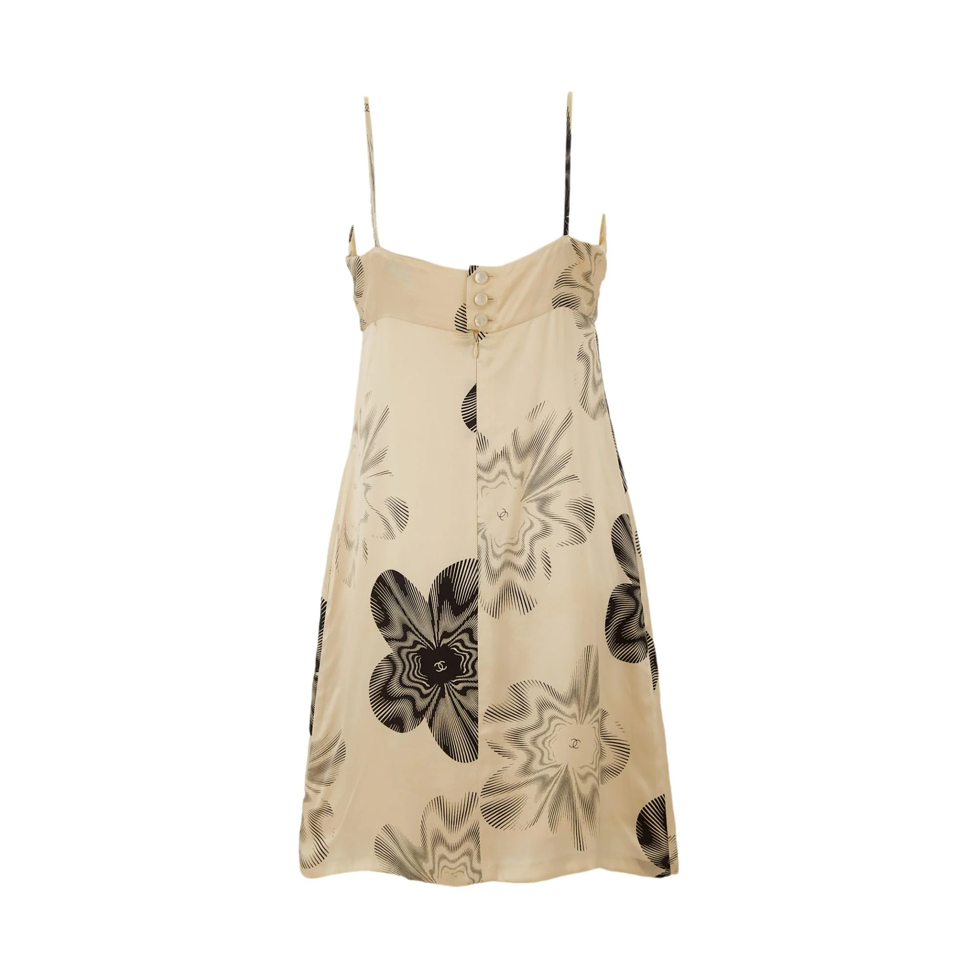 Chanel White Floral Logo Silk Dress - Image 3
