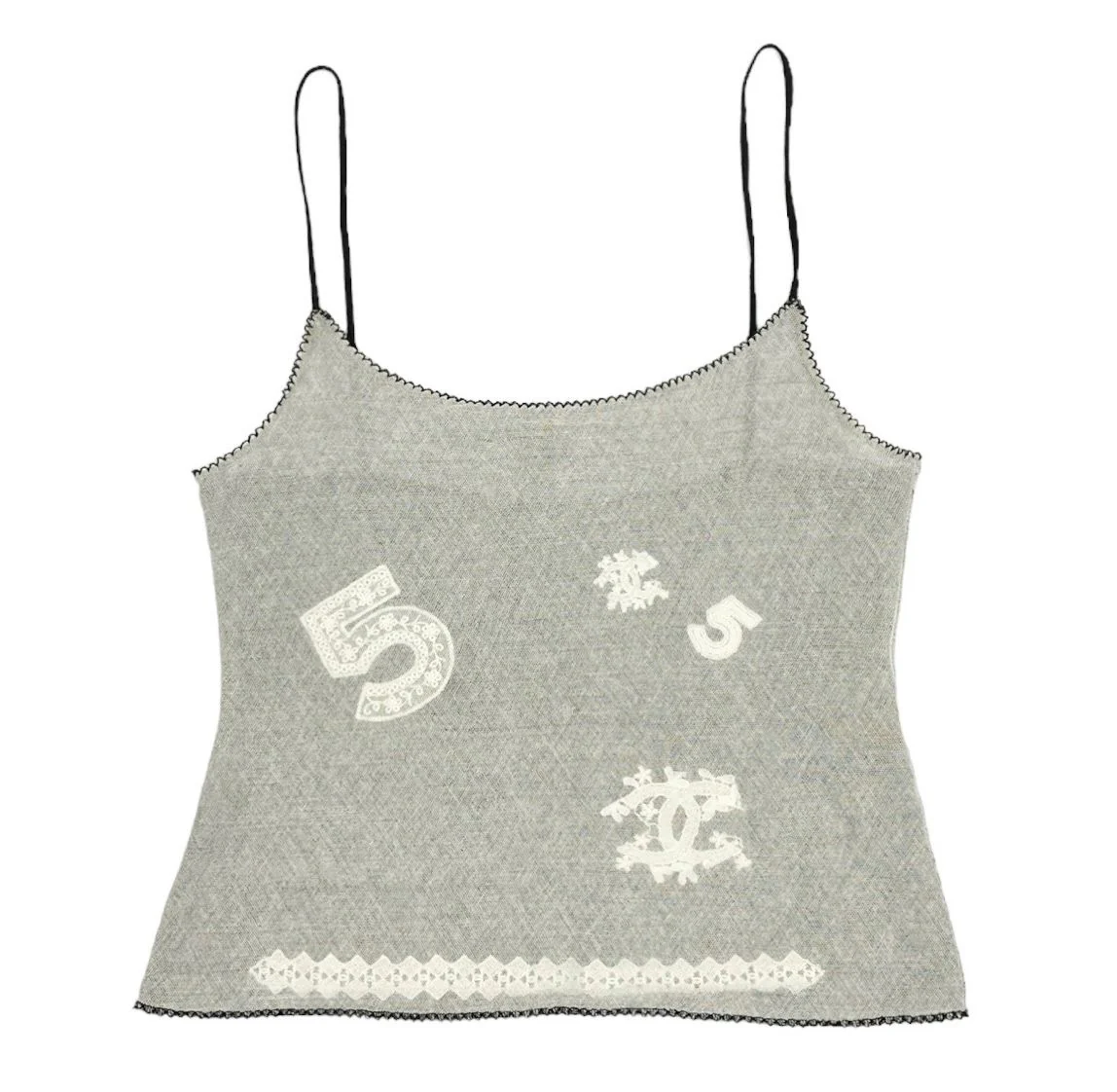 Chanel White Lace Logo Baby Tank