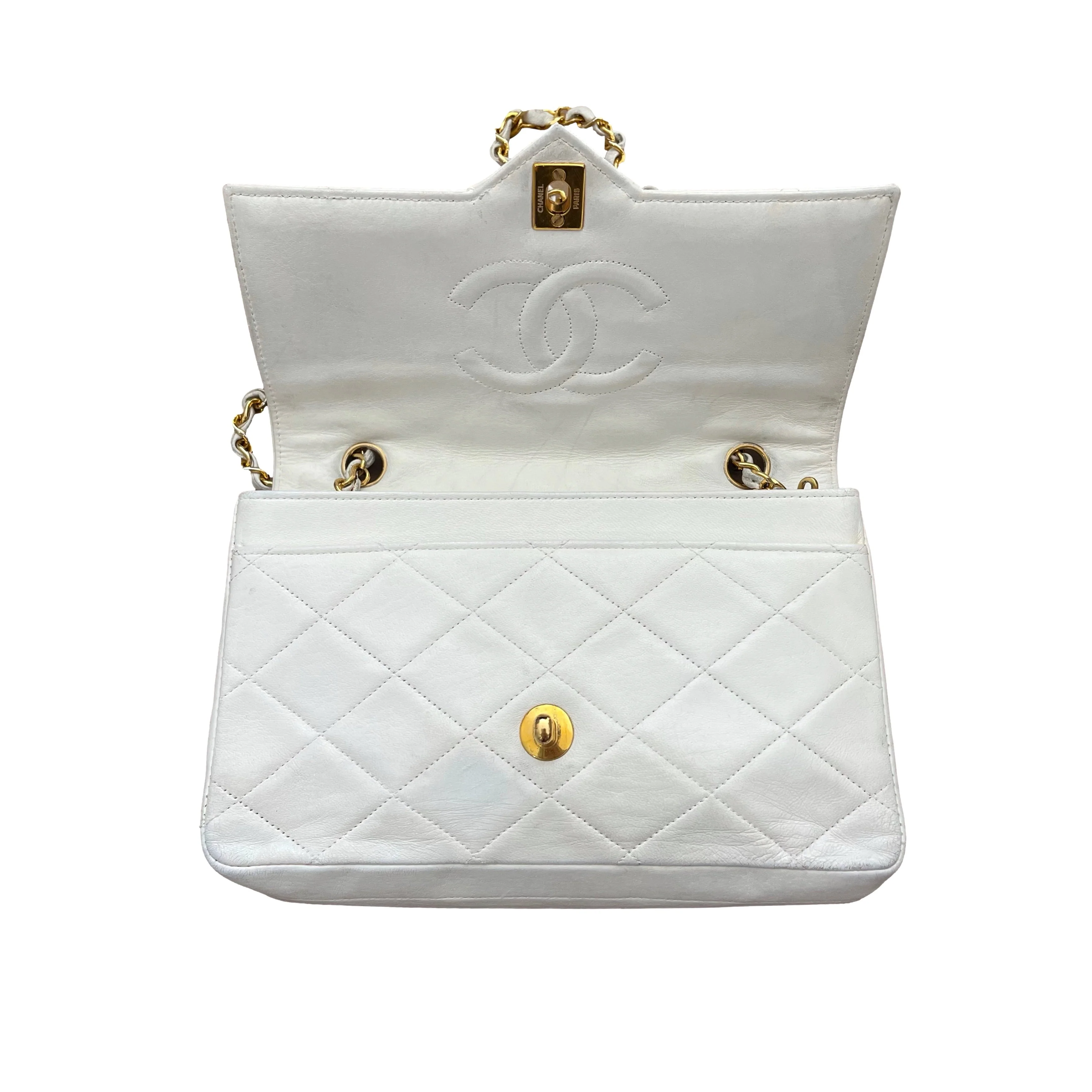 Chanel White Lambskin Flap Bag - Image 2