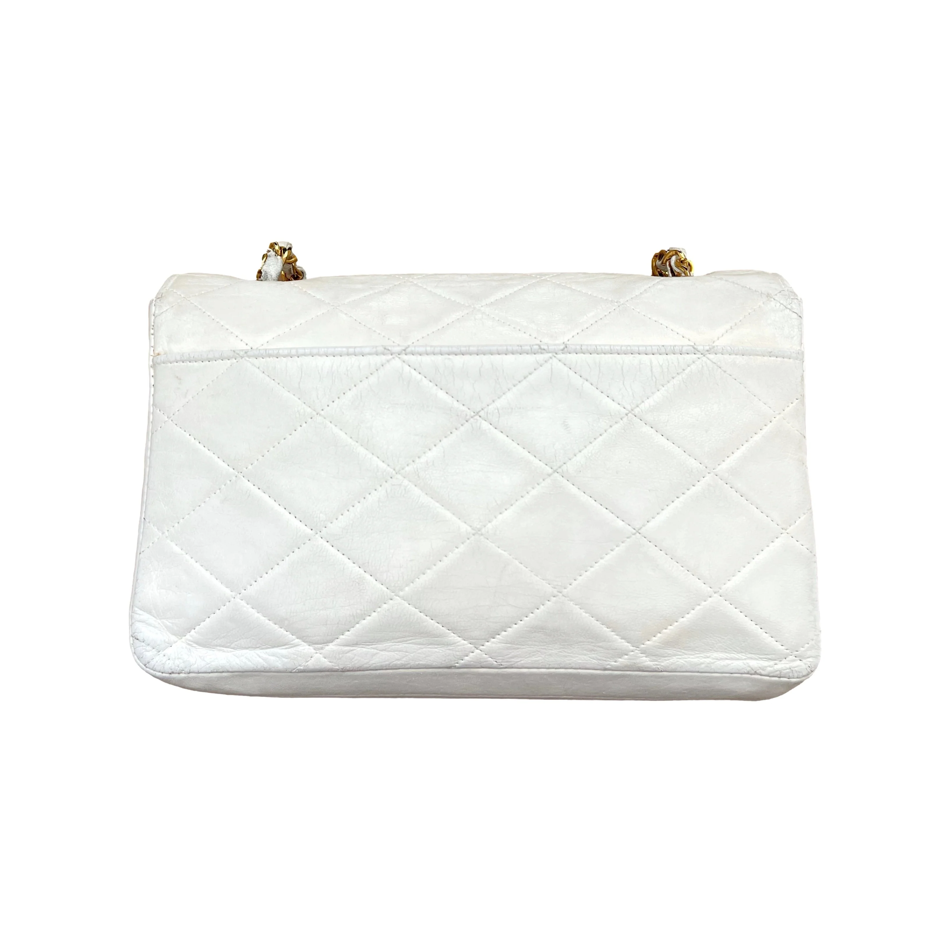 Chanel White Lambskin Flap Bag - Image 3